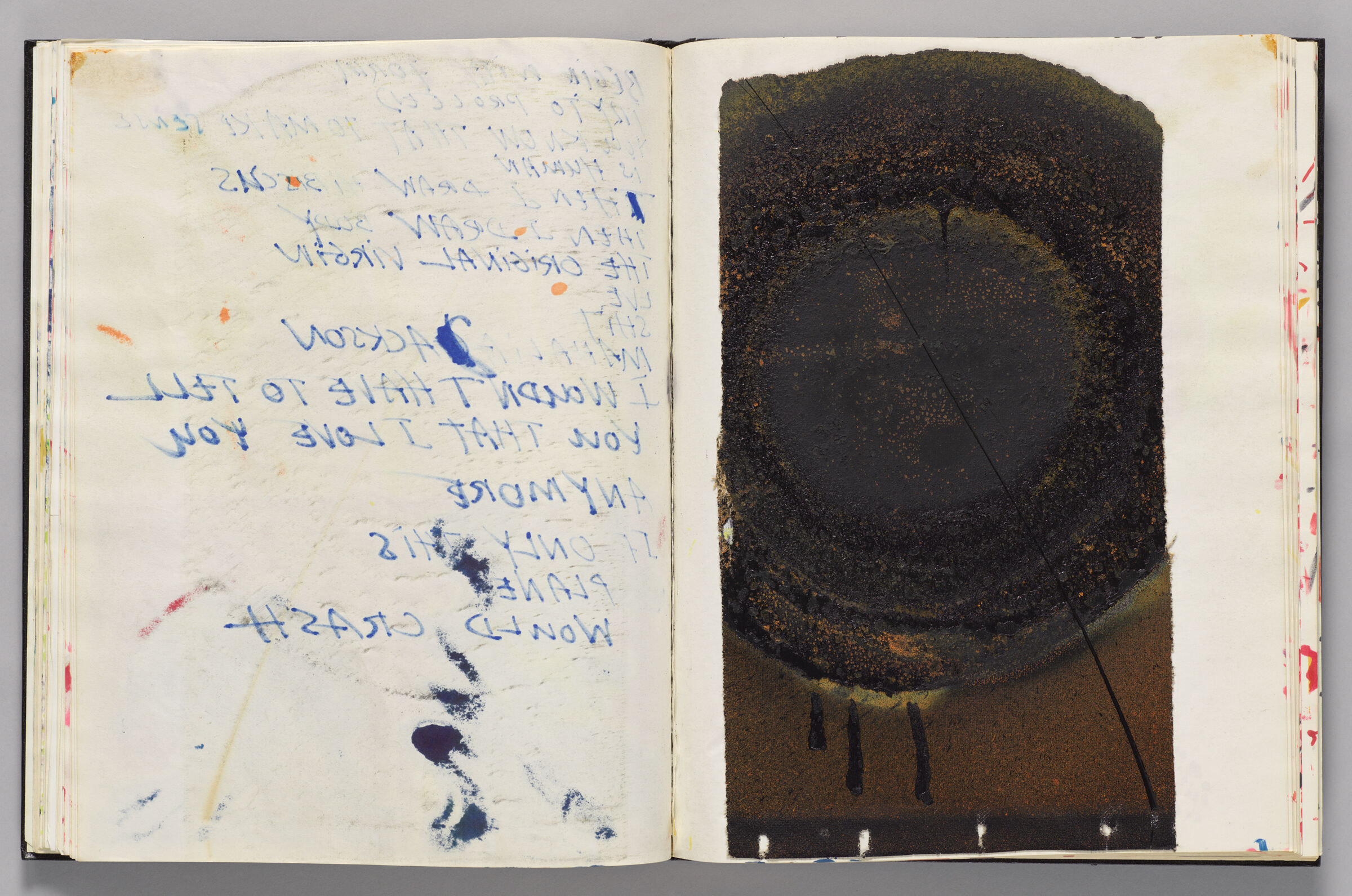 Untitled (Color Transfer And Bleed-Through Of Previous Page(S) (Left Page); Untitled (Fire Painting, Right Page)