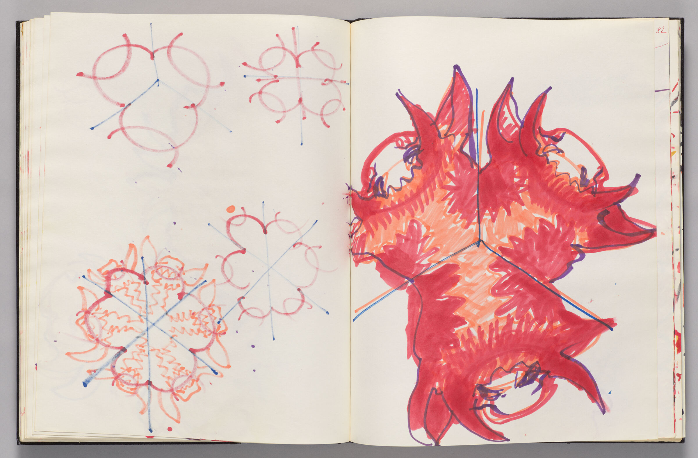 Untitled (Bleed-Through Of Previous Page, Left Page); Untitled (Three Minotaur Heads, Aerial View, Right Page)