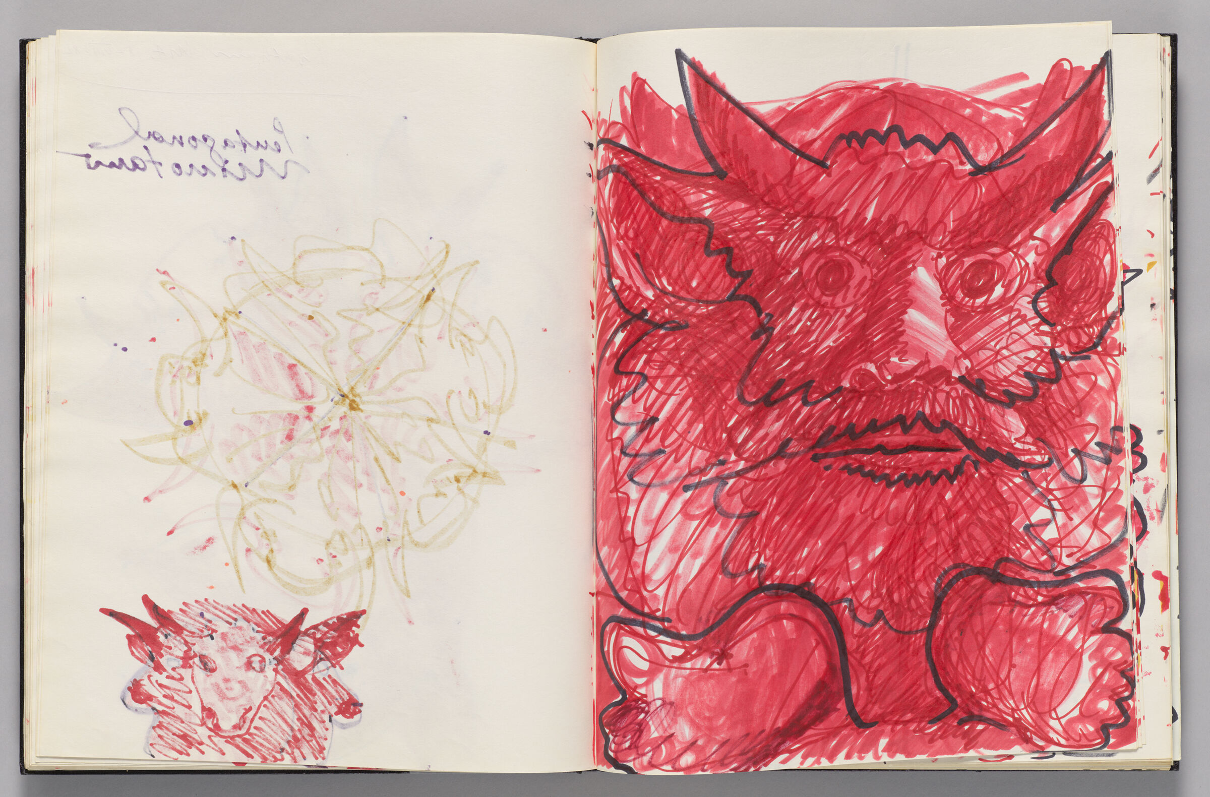 Untitled (Bleed-Through Of Previous Page, Left Page); Untitled (Close-Up Of Minotaurs In Red And Black, Right Page)