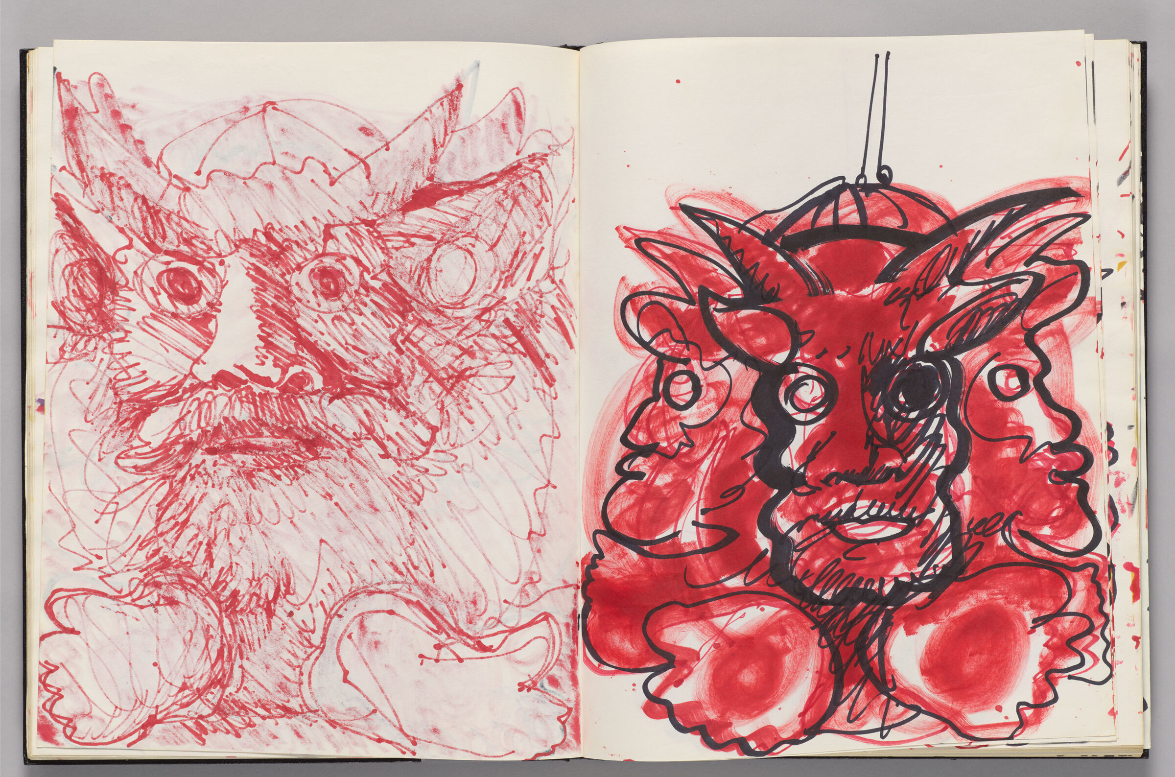 Untitled (Bleed-Through Of Previous Page, Left Page); Untitled (Close-Up Of Minotaurs In Red And Black, Right Page)