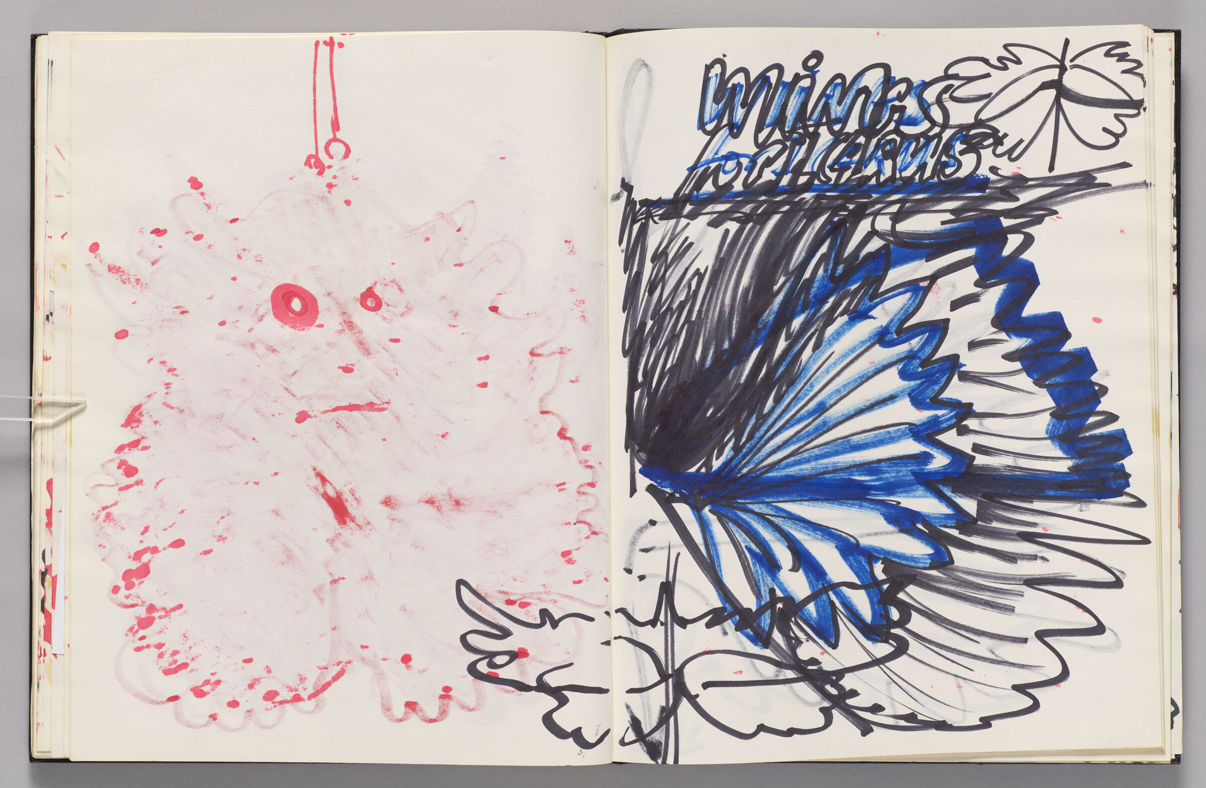 Untitled (Bleed-Through Of Previous Page With Wing Sketches, Two-Page Spread)