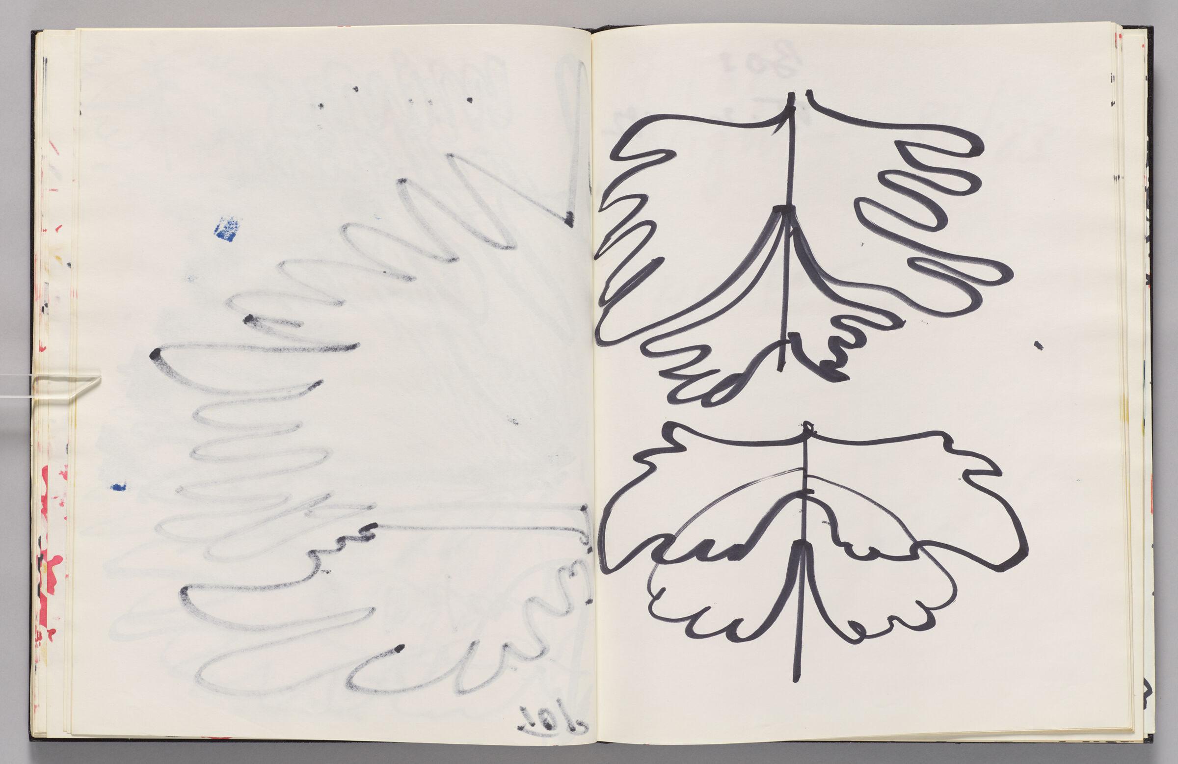 Untitled (Bleed-Through Of Previous Page, Left Page); Untitled (Wings In Black, Right Page)