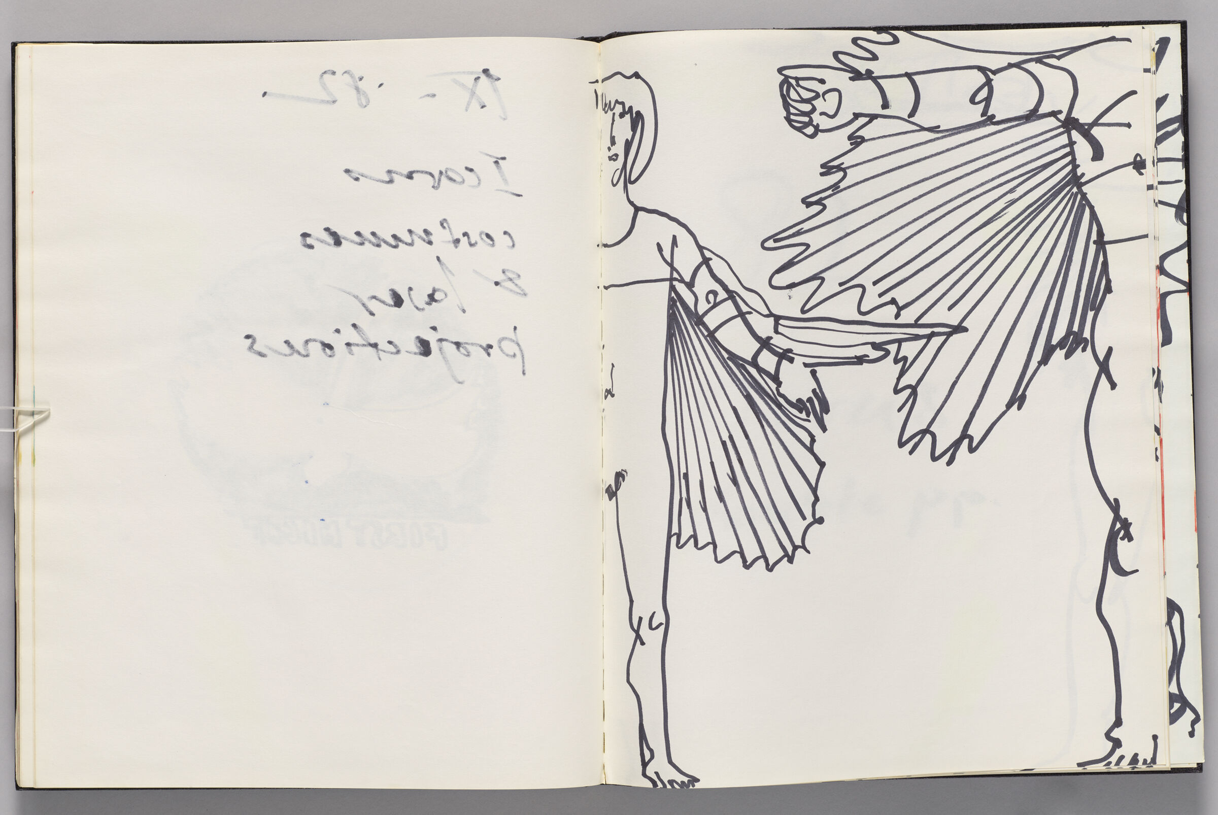 Untitled (Bleed-Through Of Previous Page, Left Page); Untitled (Icarus Costume Designs, Right Page)