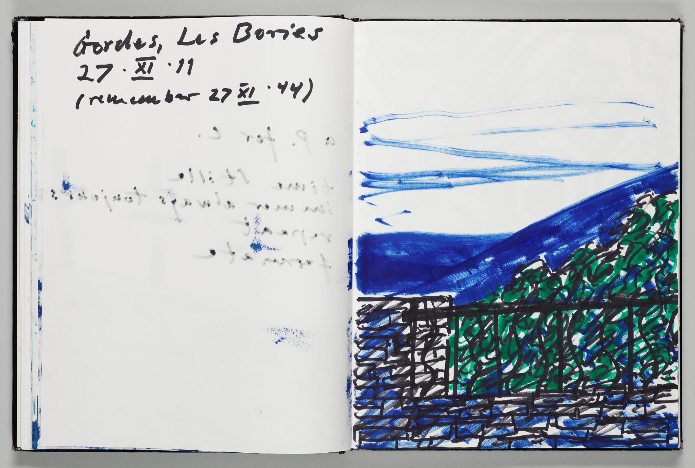 Untitled (Note With Bleed-Through Of Previous Page, Left Page); Untitled (View Of Landscape In France, Right Page)