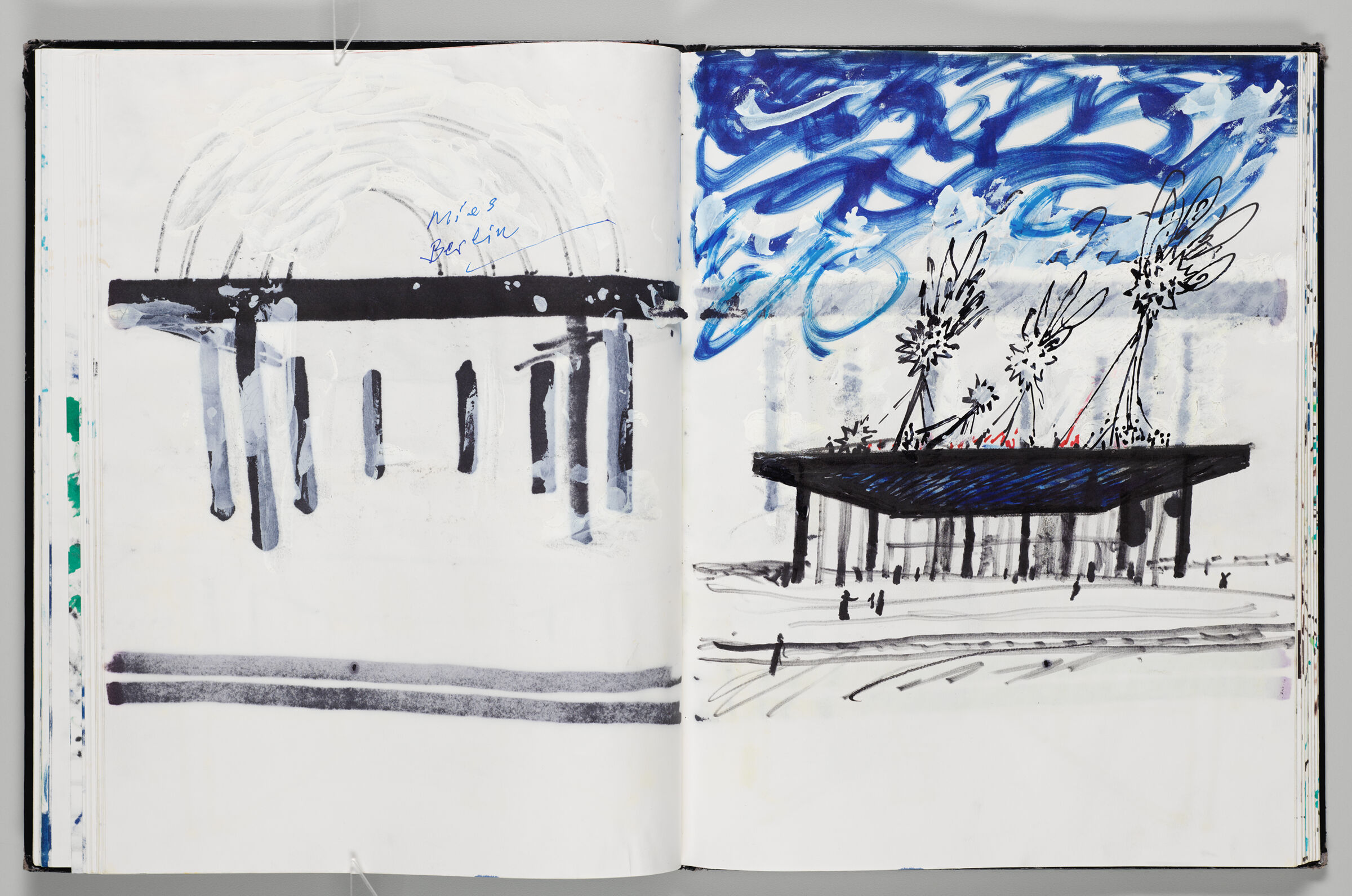 Untitled (Design For Neue Nationalgalerie Inflatables Over Bleed-Through Of Previous Page And Color Transfer, Left Page); Untitled (Design For Neue Nationalgalerie Inflatables, Right Page)