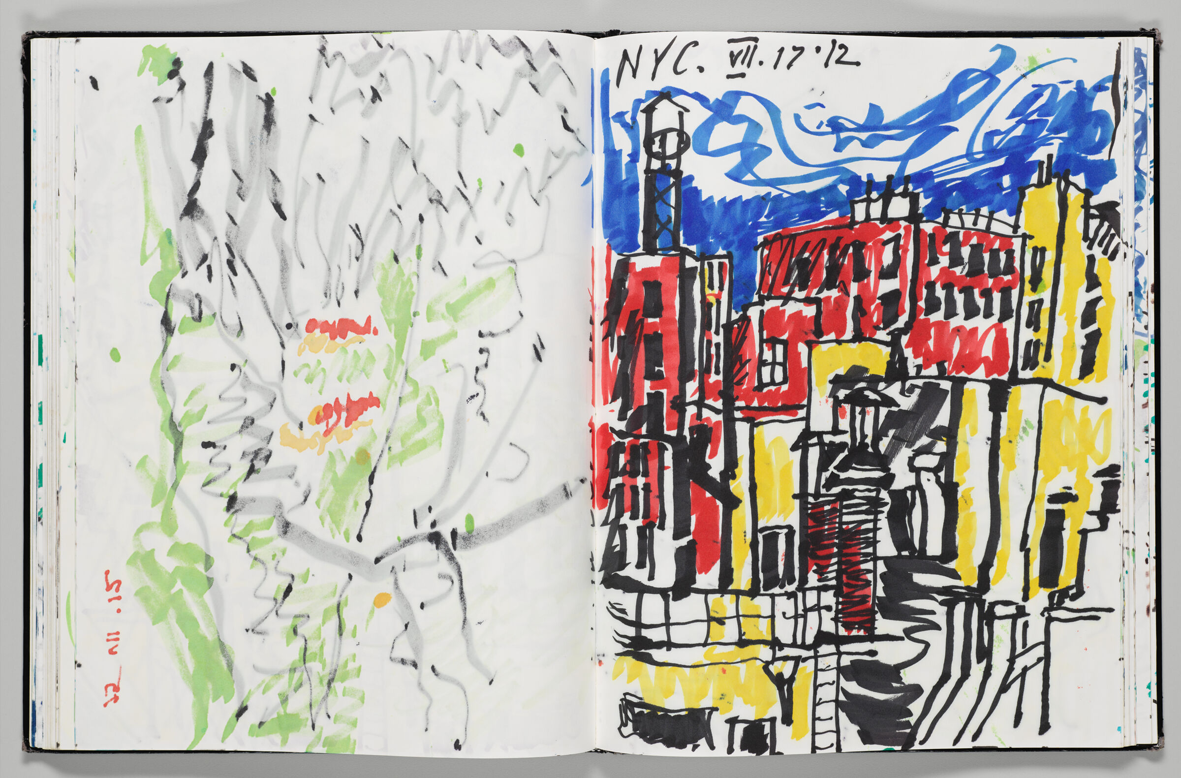 Untitled (Bleed-Through Of Previous Page, Left Page); Untitled (View Of New York City, Right Page)