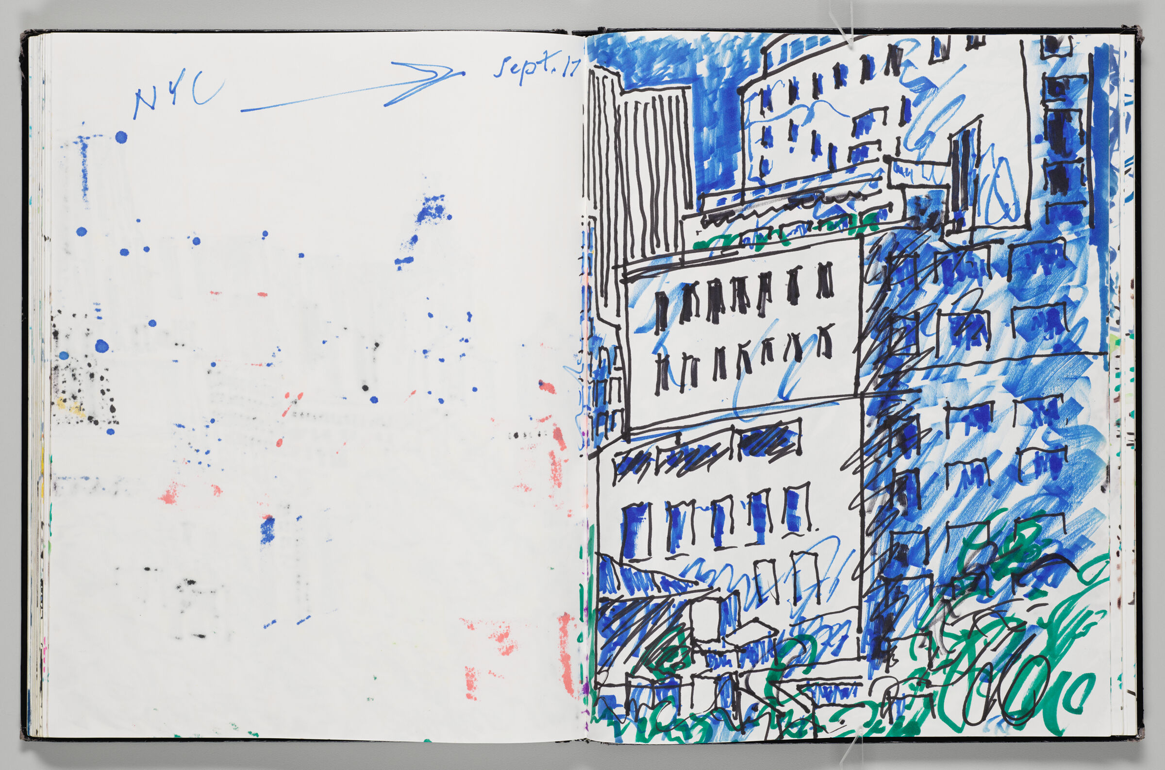 Untitled (Note And Color Transfer, Left Page); Untitled (View Of Nyc, Right Page)