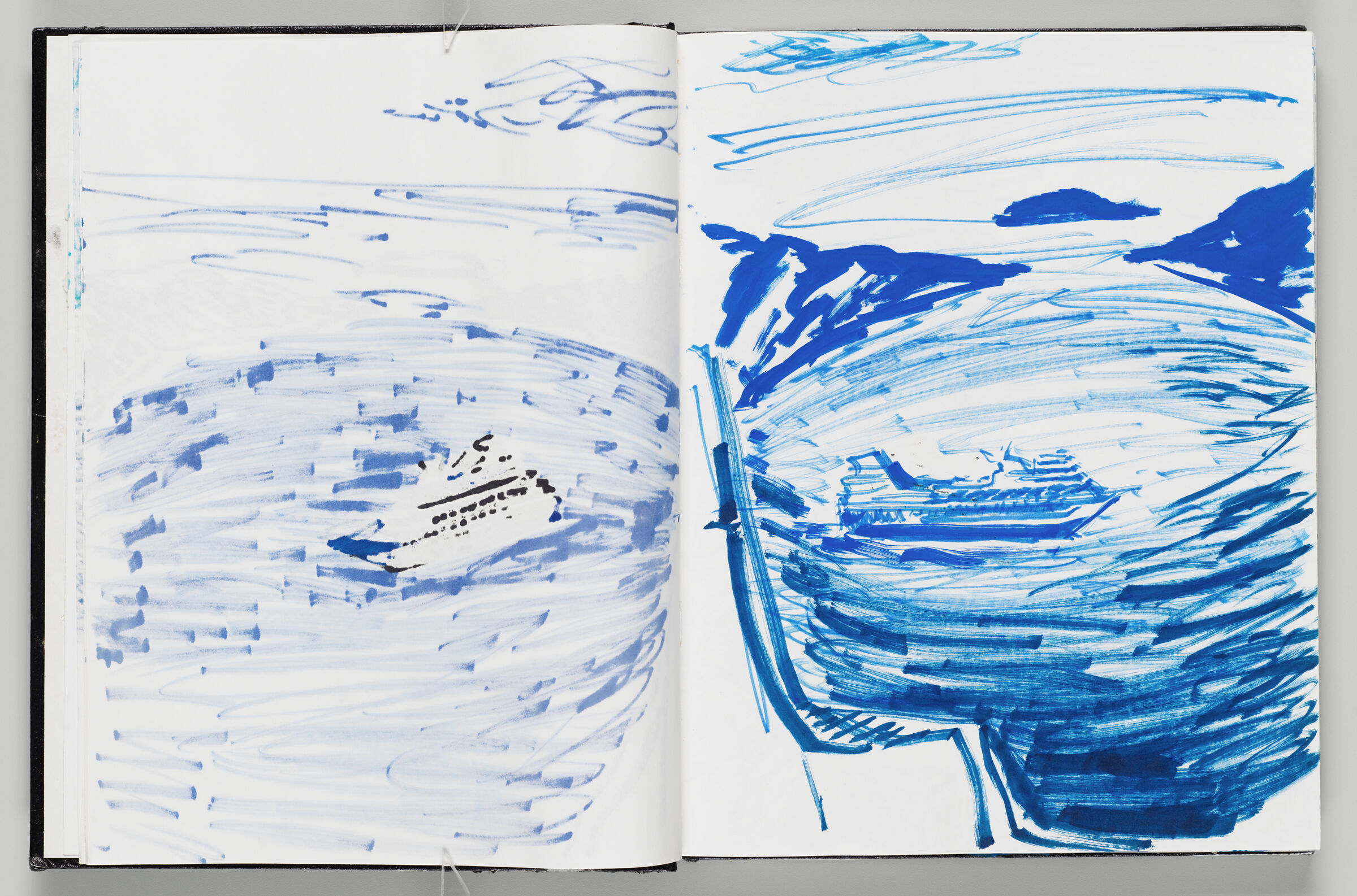 Untitled (Bleed-Through Of Previous Page, Left Page); Untitled (Seascape With Cruise Ship, Right Page)