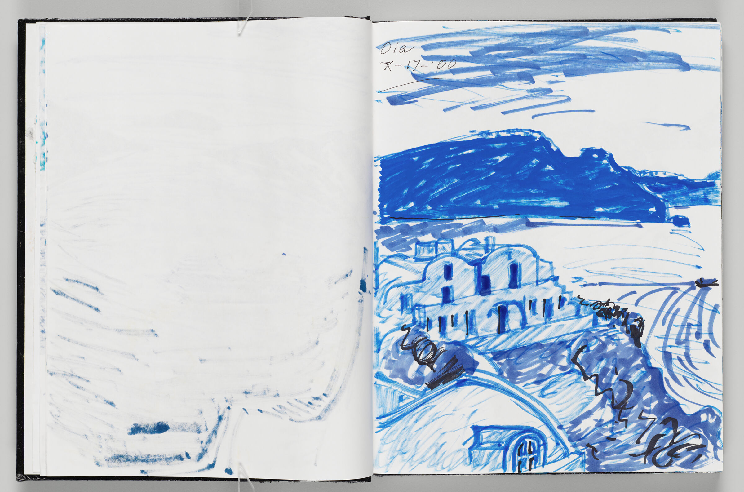 Untitled (Bleed-Through Of Previous Page, Left Page); Untitled (View Of Santorini, Greece, Right Page)
