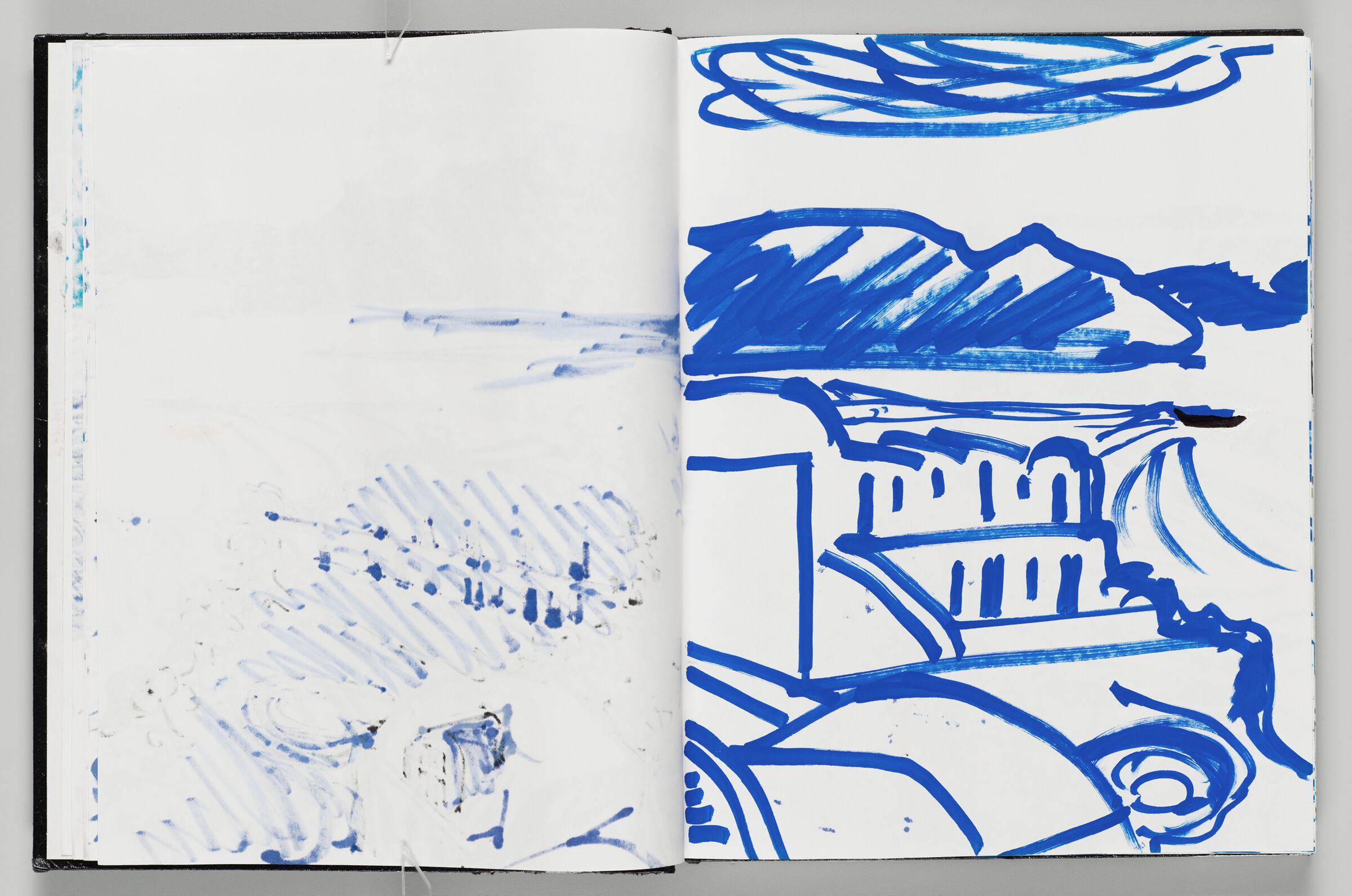 Untitled (Bleed-Through Of Previous Page, Left Page); Untitled (View Of Santorini With Faint Color Transfer, Right Page)