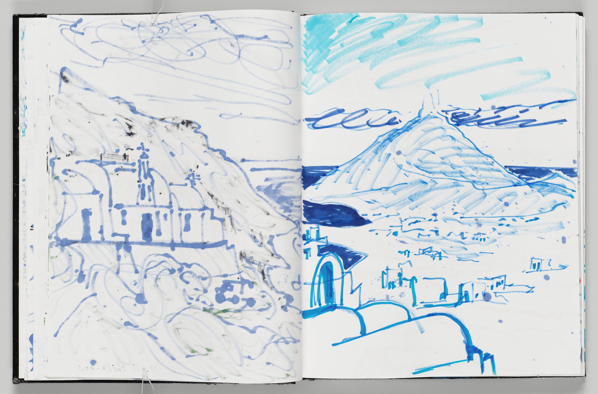 Untitled (Bleed-Through Of Previous Page, Left Page); Untitled (View From Akrotiri With Color Transfer, Right Page)
