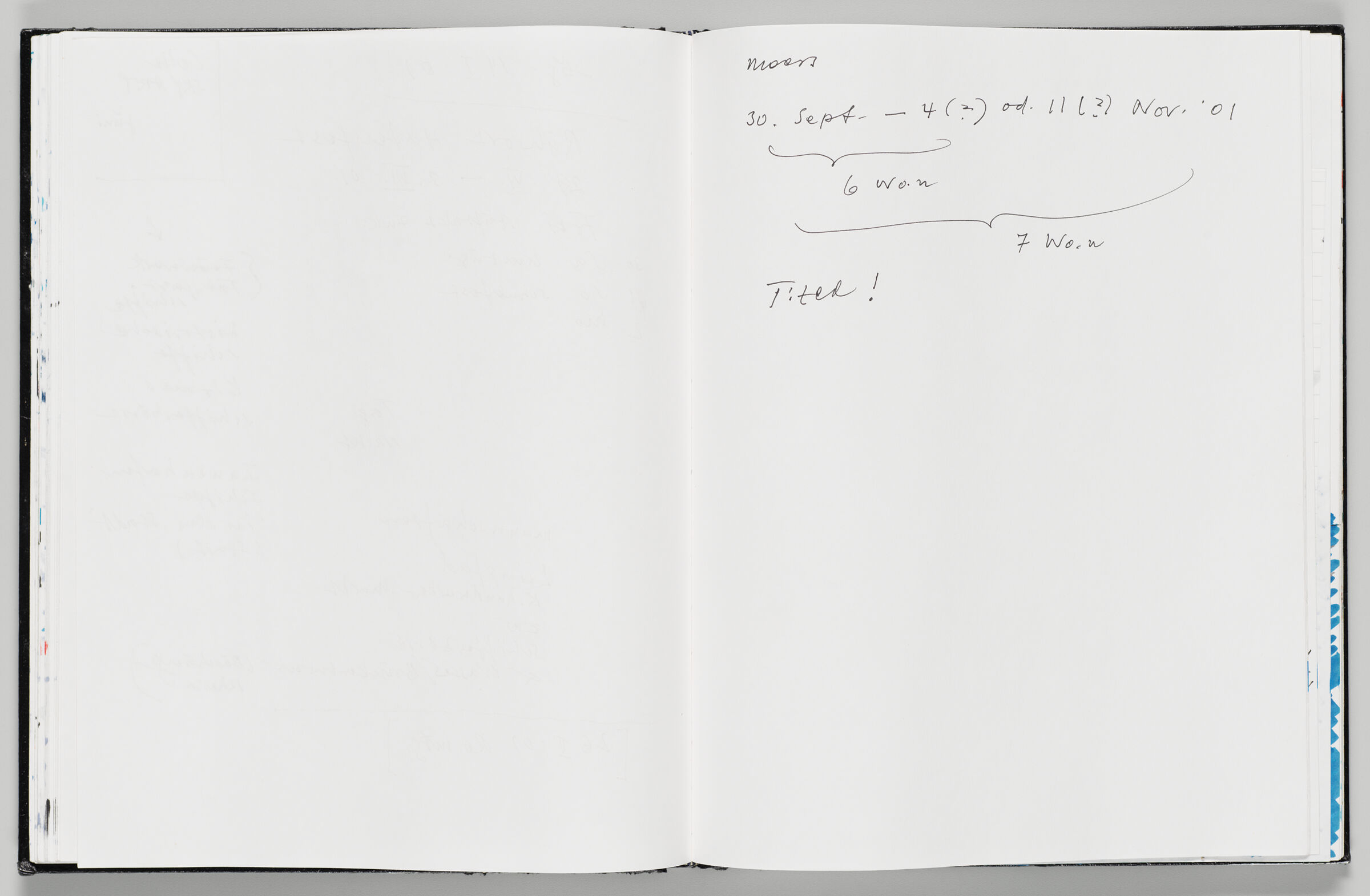 Untitled (Blank, Left Page); Untitled (Notes, Right Page)
