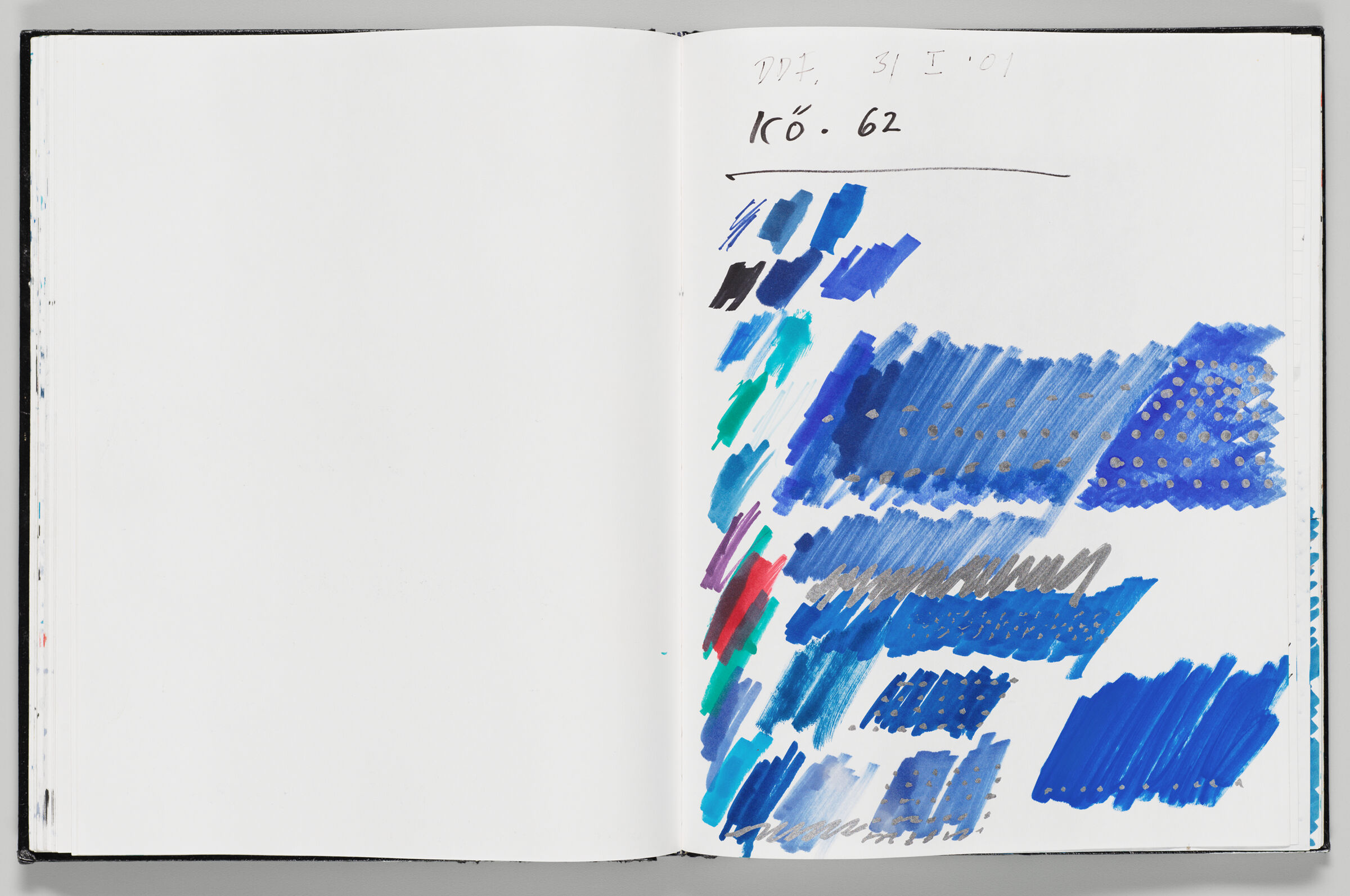 Untitled (Blank, Left Page); Untitled (Marker Tests, Right Page)