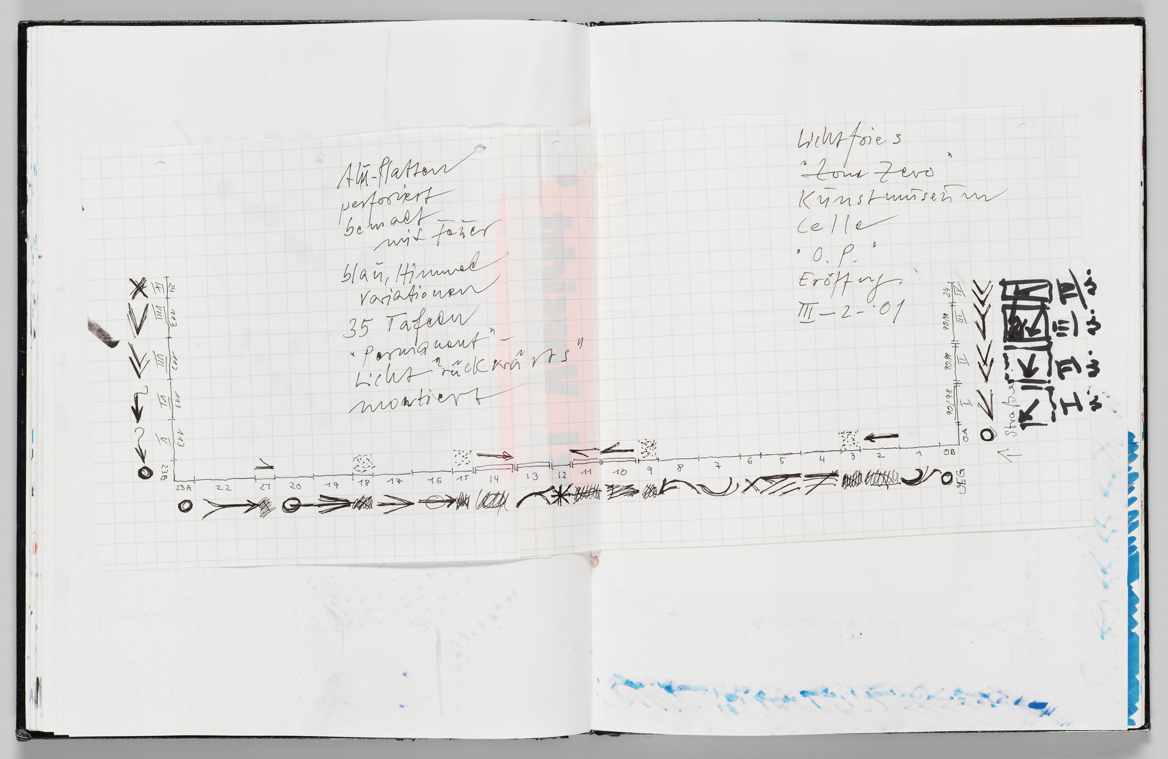 Untitled (Bleed-Through From Previous Page And Adhered Notes, Left Page); Untitled (Bleed-Through From Following Page, Right Page)