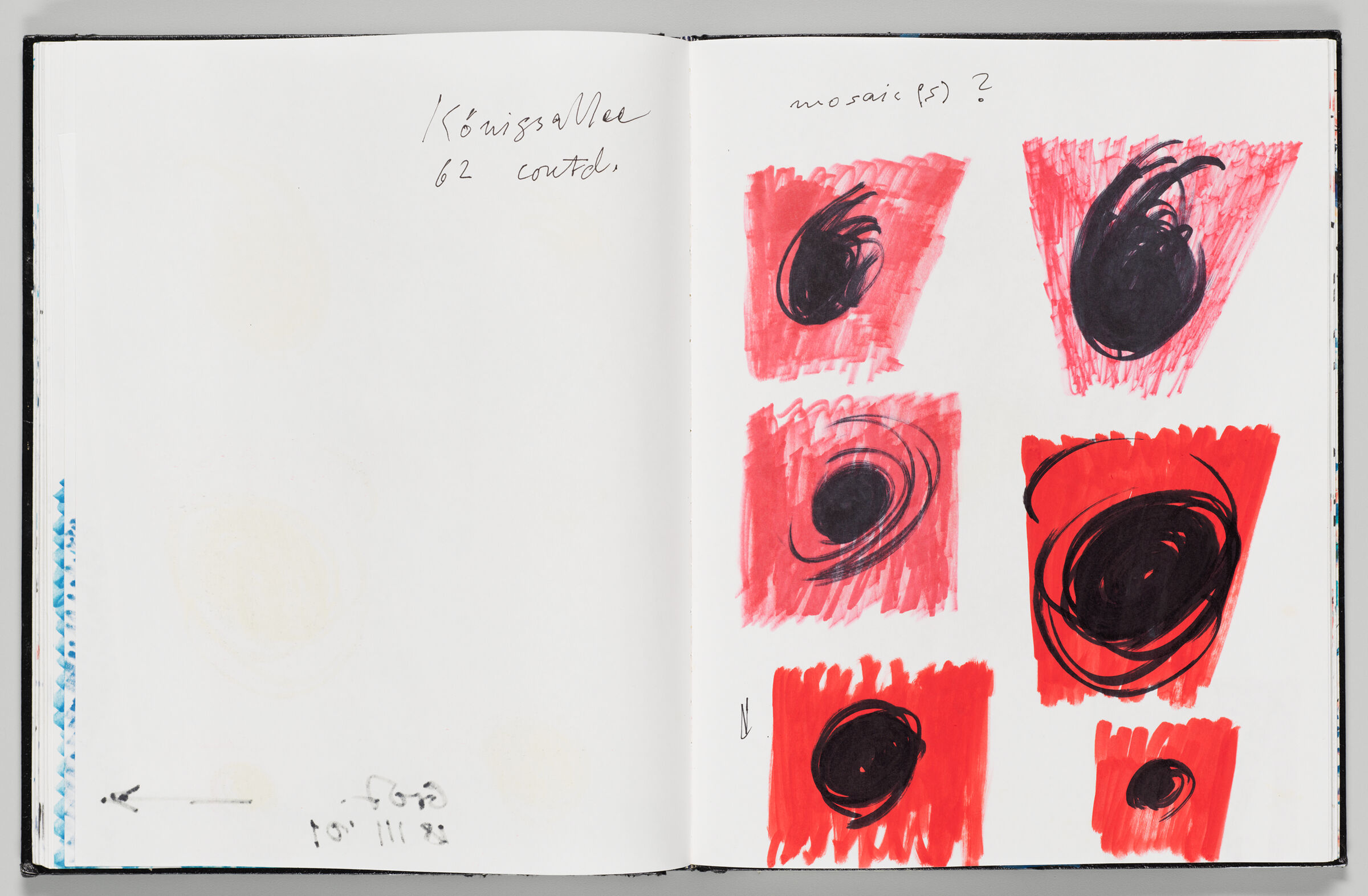 Untitled (Bleed-Through From Previous Page And Note, Left Page); Untitled (Mosaic Designs, Right Page)
