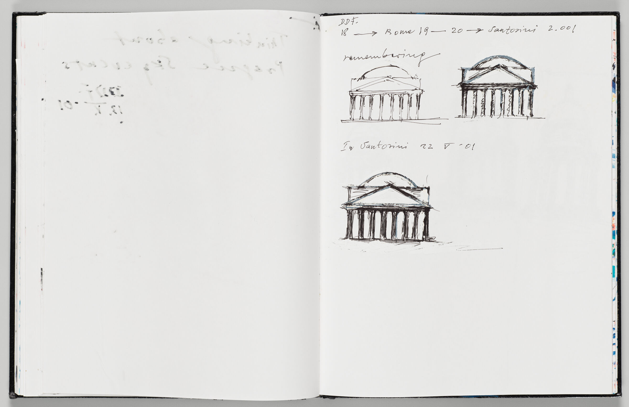 Untitled (Bleed-Through From Previous Page, Left Page); Untitled (Notes And Rome Sketches, Right Page)
