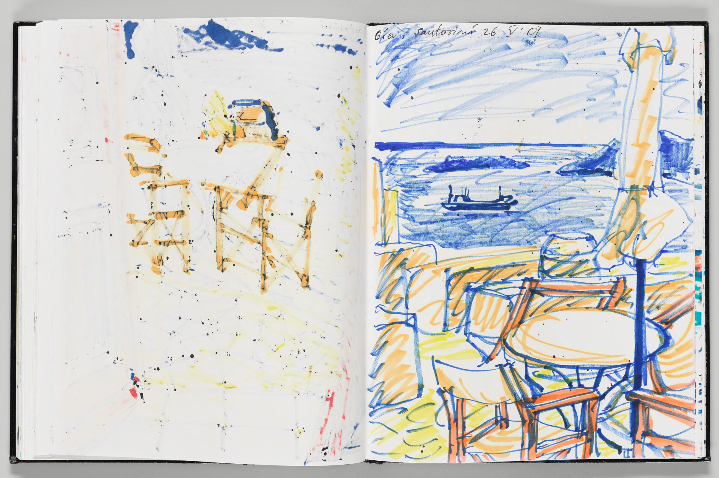 Untitled (Bleed-Through From Previous Page, Left Page); Untitled (View Of Santorini, Right Page)