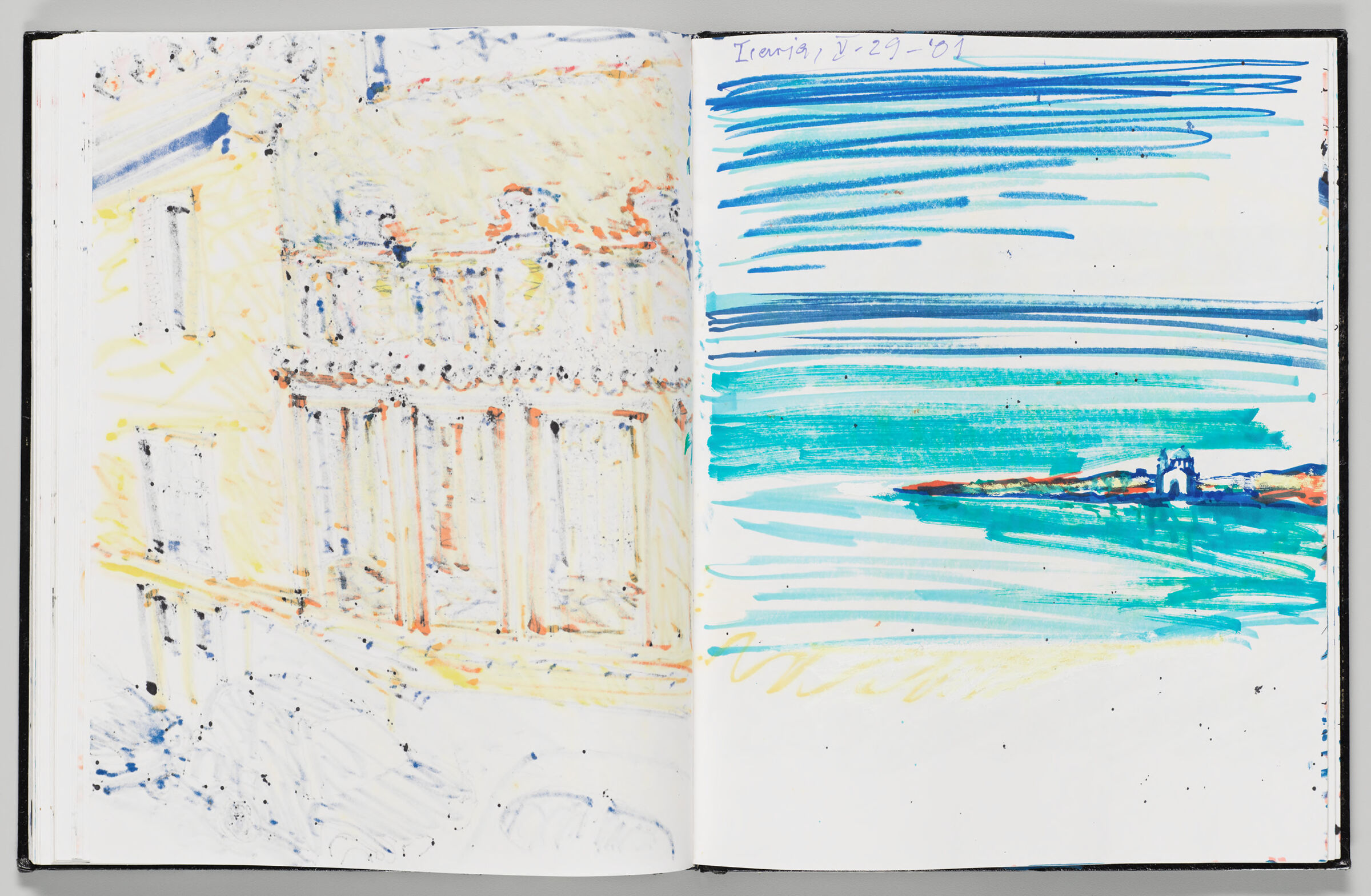 Untitled (Bleed-Through From Previous Page, Left Page); Untitled (View Of Icaria, Right Page)