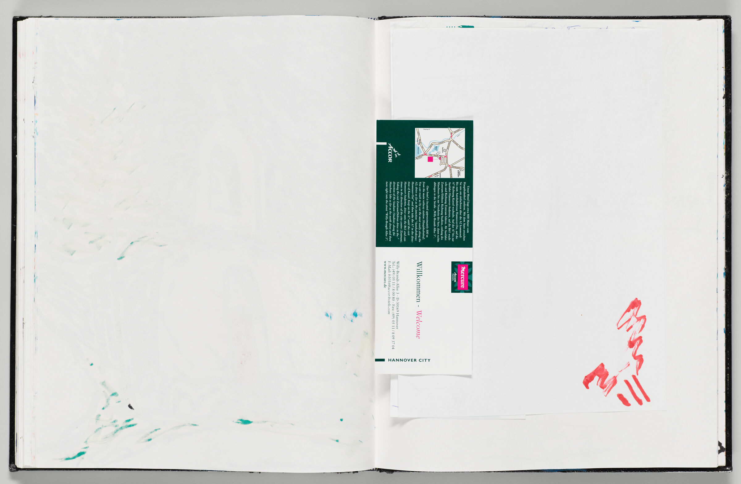 Untitled (Bleed-Through From Previous Page, Left Page); Untitled (Adhered Notes, Right Page)