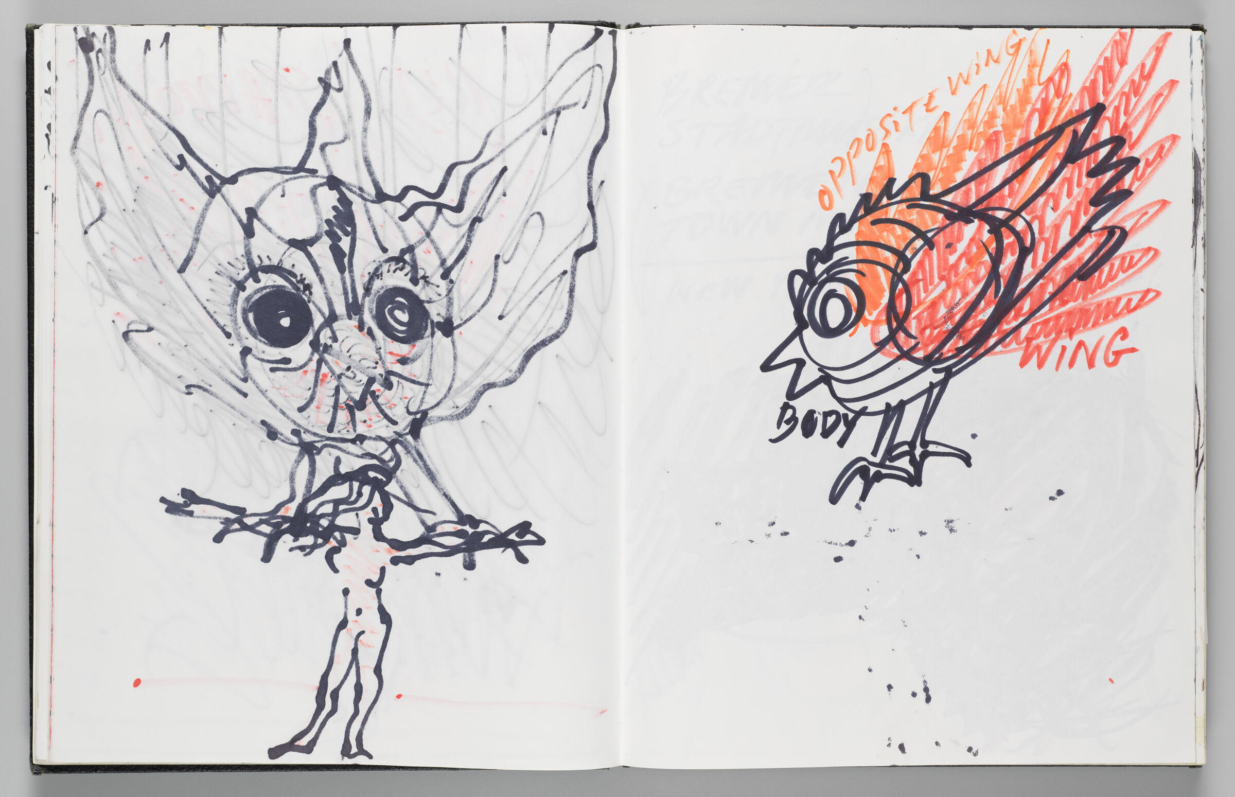 Untitled (Bleed-Through Of Previous Page, Left Page); Untitled (Sparrow, Right Page)