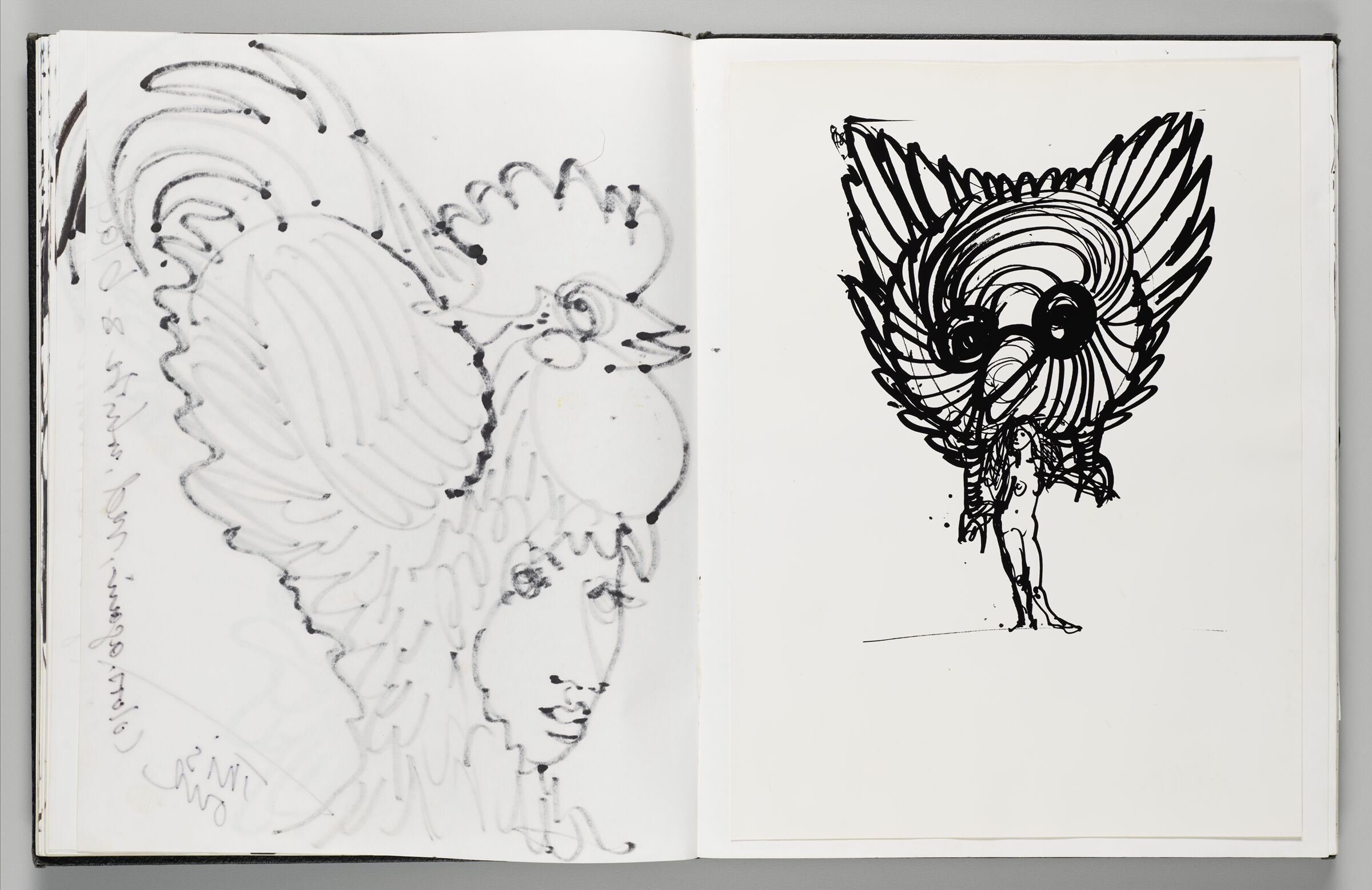 Untitled (Bleed-Through Of Previous Page, Left Page); Untitled (Pasted In Photograph Of Sparrow Headpiece, Right Page)
