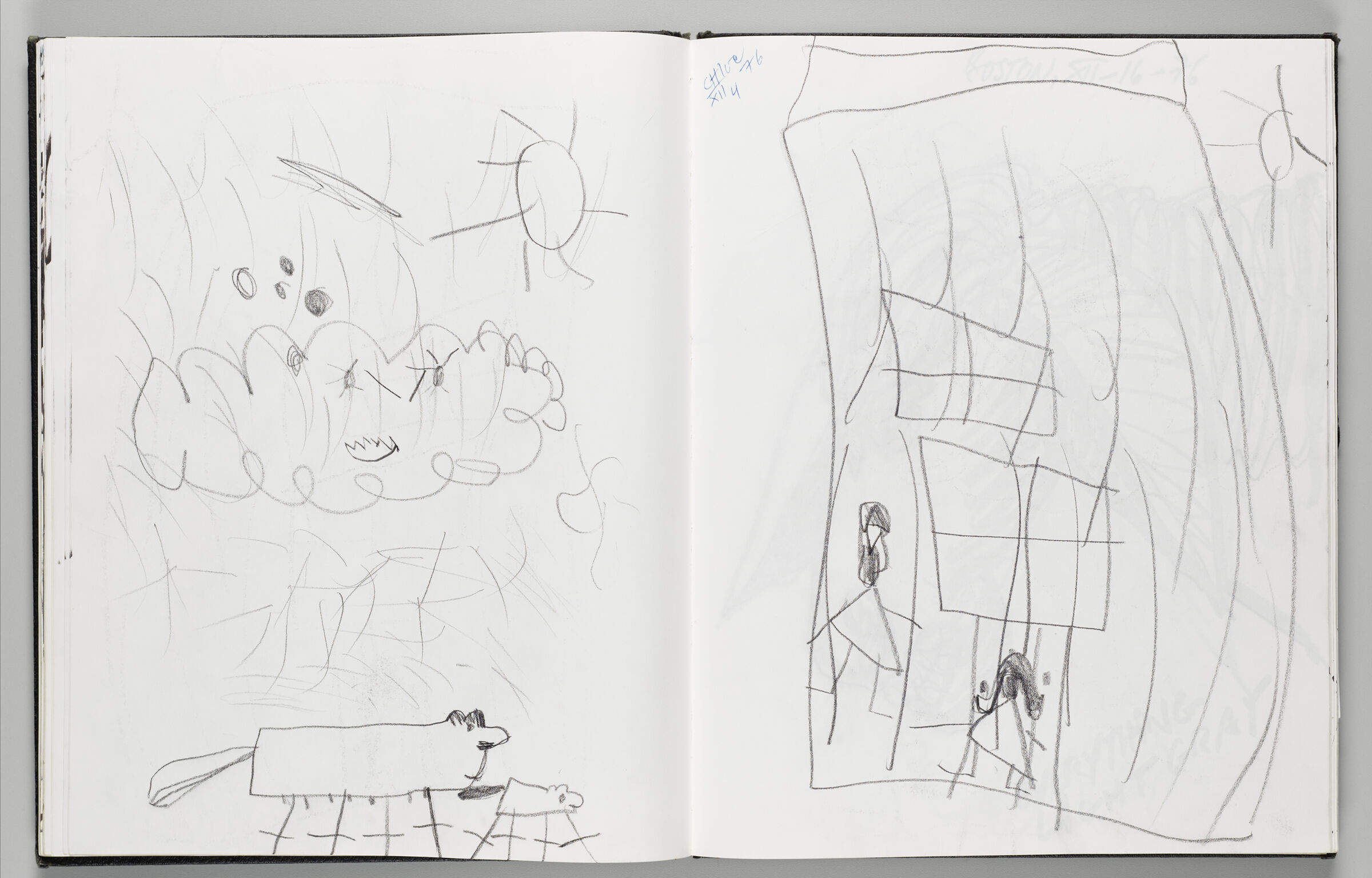 Untitled (Sketch By Piene's Daughter [Chloe], Left Page); Untitled (Sketch By Piene's Daughter [Chloe] Right Page)