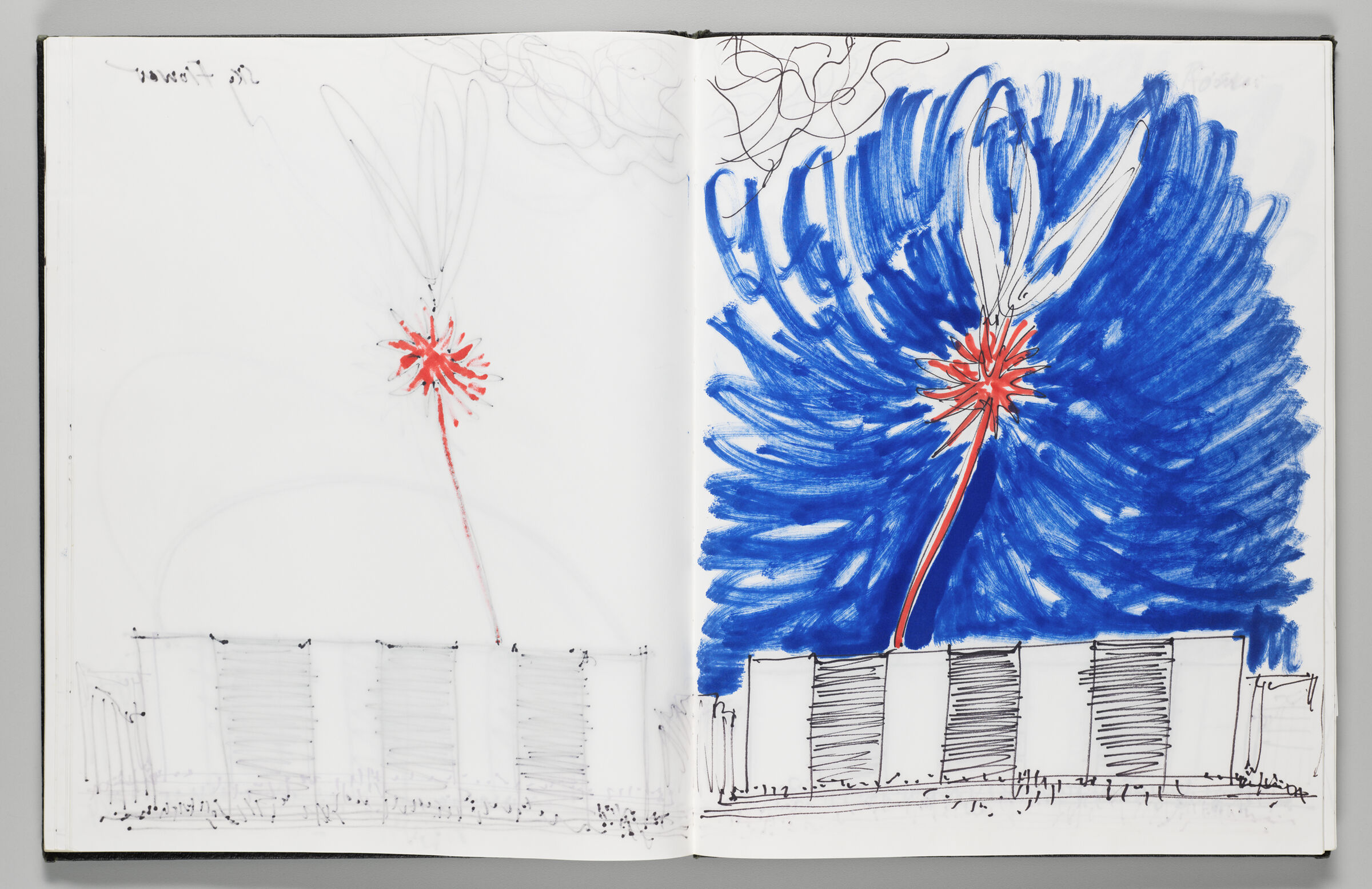 Untitled (Bleed-Through Of Previous Page, Left Page); Untitled (Sky Flower, Right Page)
