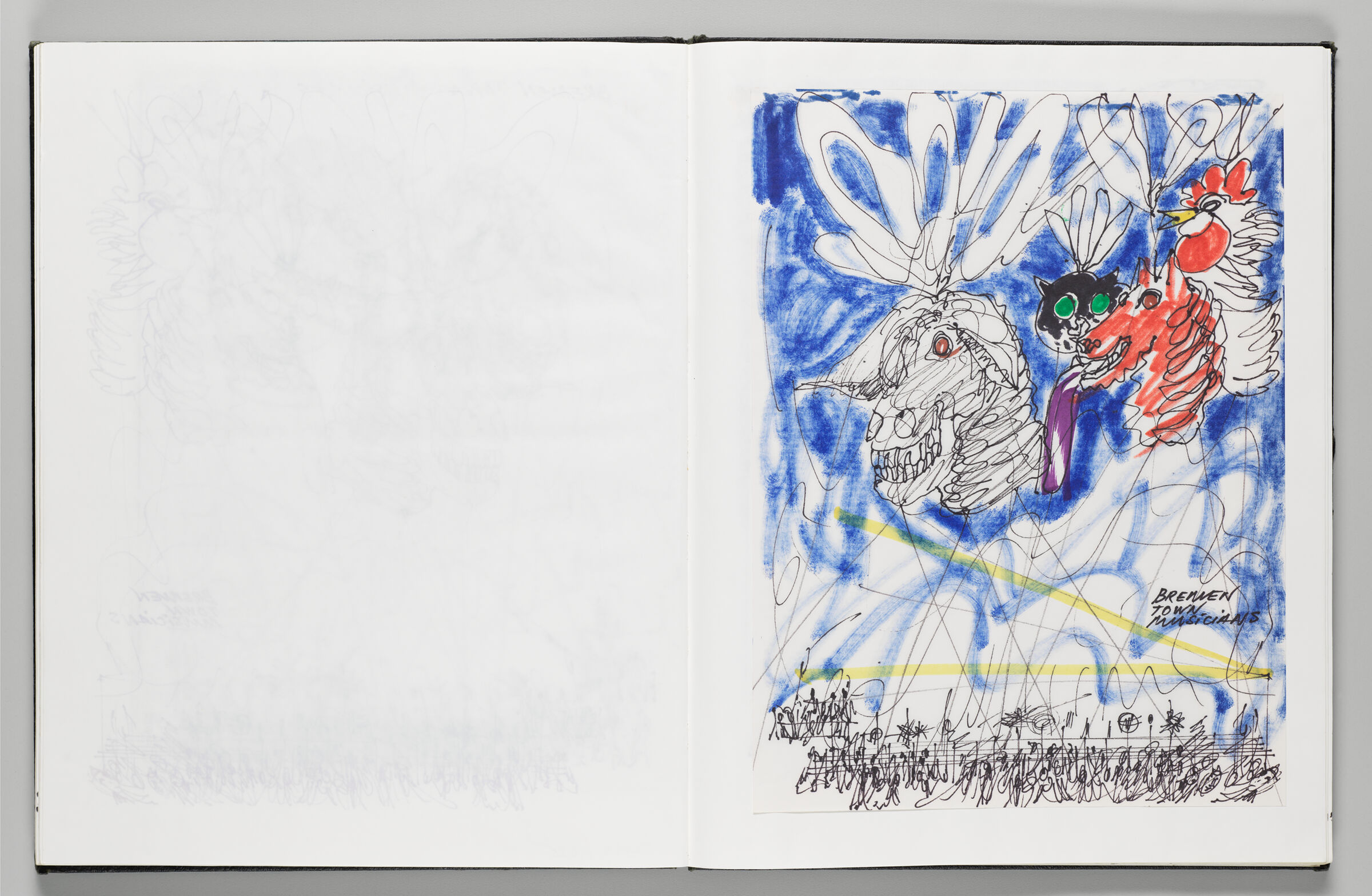 Untitled (Bleed-Through Of Previous Page And Color Transfer, Left Page); Untitled (Pasted-In 