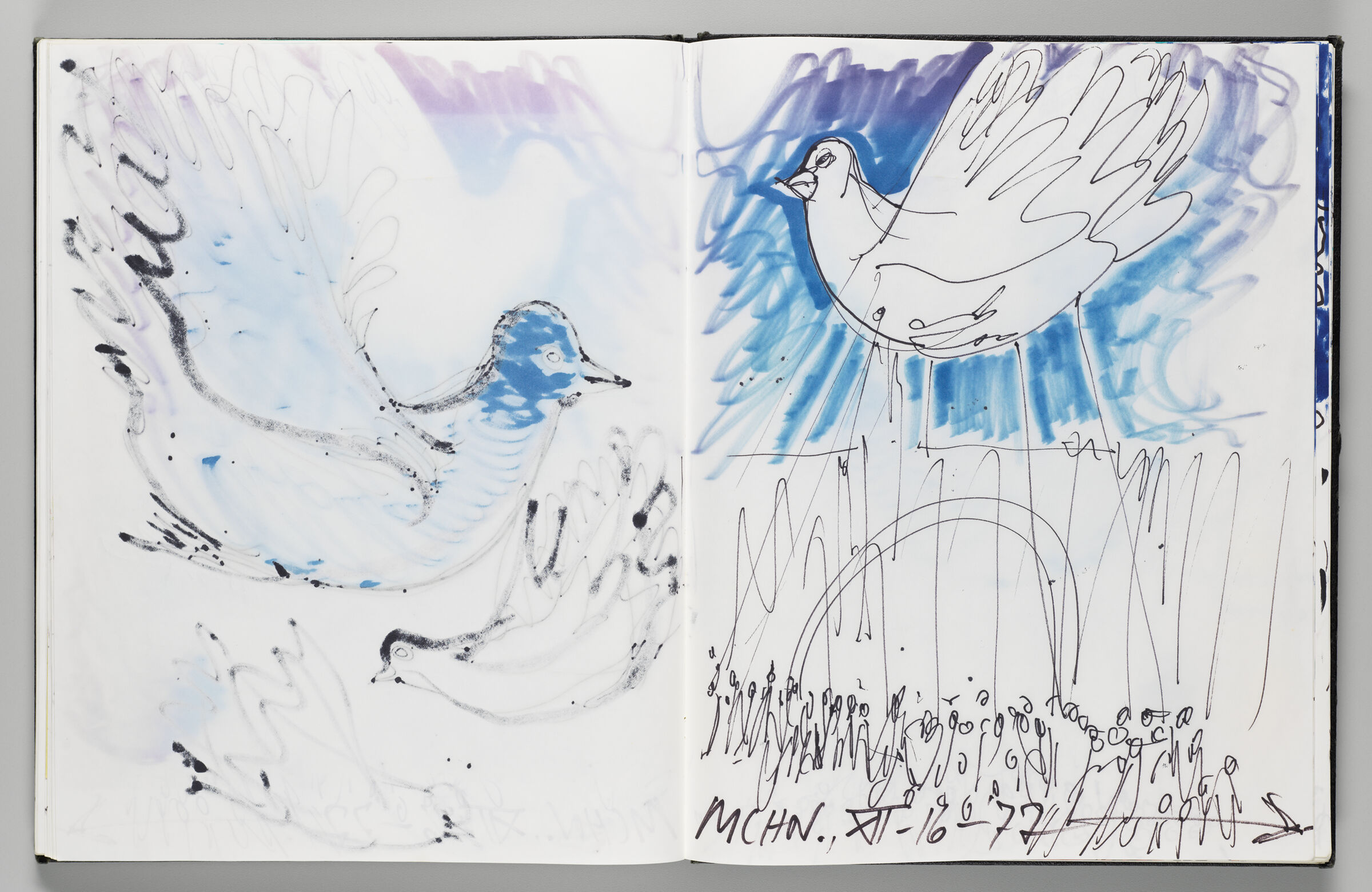 Untitled (Bleed-Through Of Previous Page, Left Page); Untitled (Bird Inflatable, Right Page)
