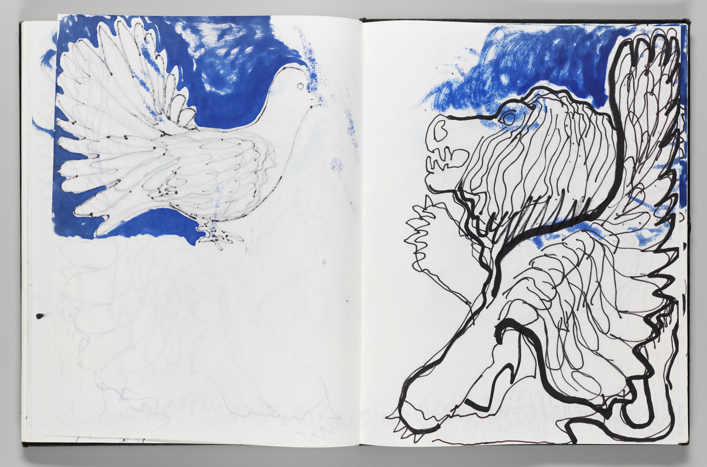 Untitled (Bleed-Through Of Previous Page, Left Page); Untitled (Winged Lion Inflatable [Based On Löwenbrau Logo] With Color Transfer, Right Page)