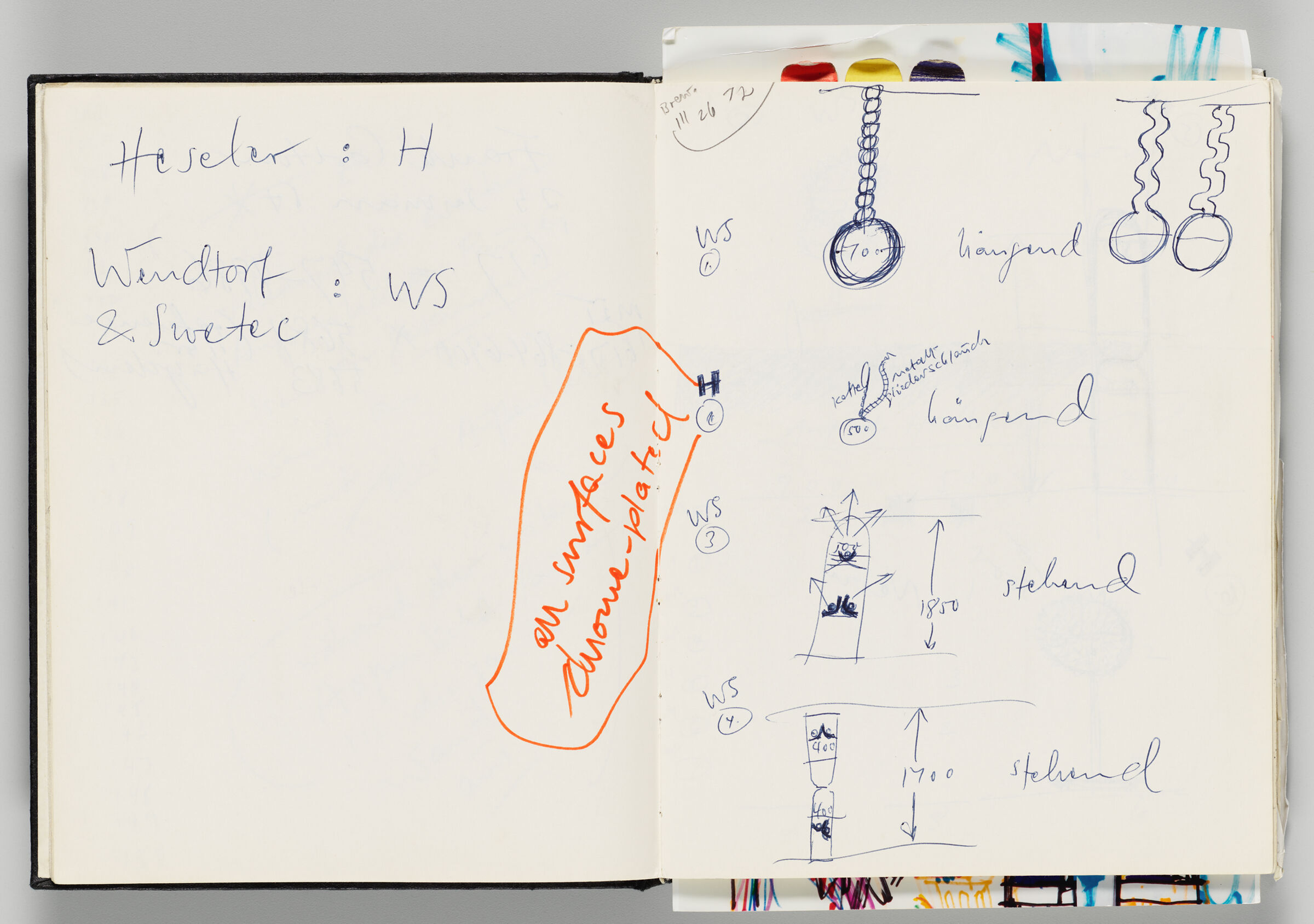 Untitled (Notes, Left Page); Untitled (Notes And Designs For Light Sculptures, Right Page)