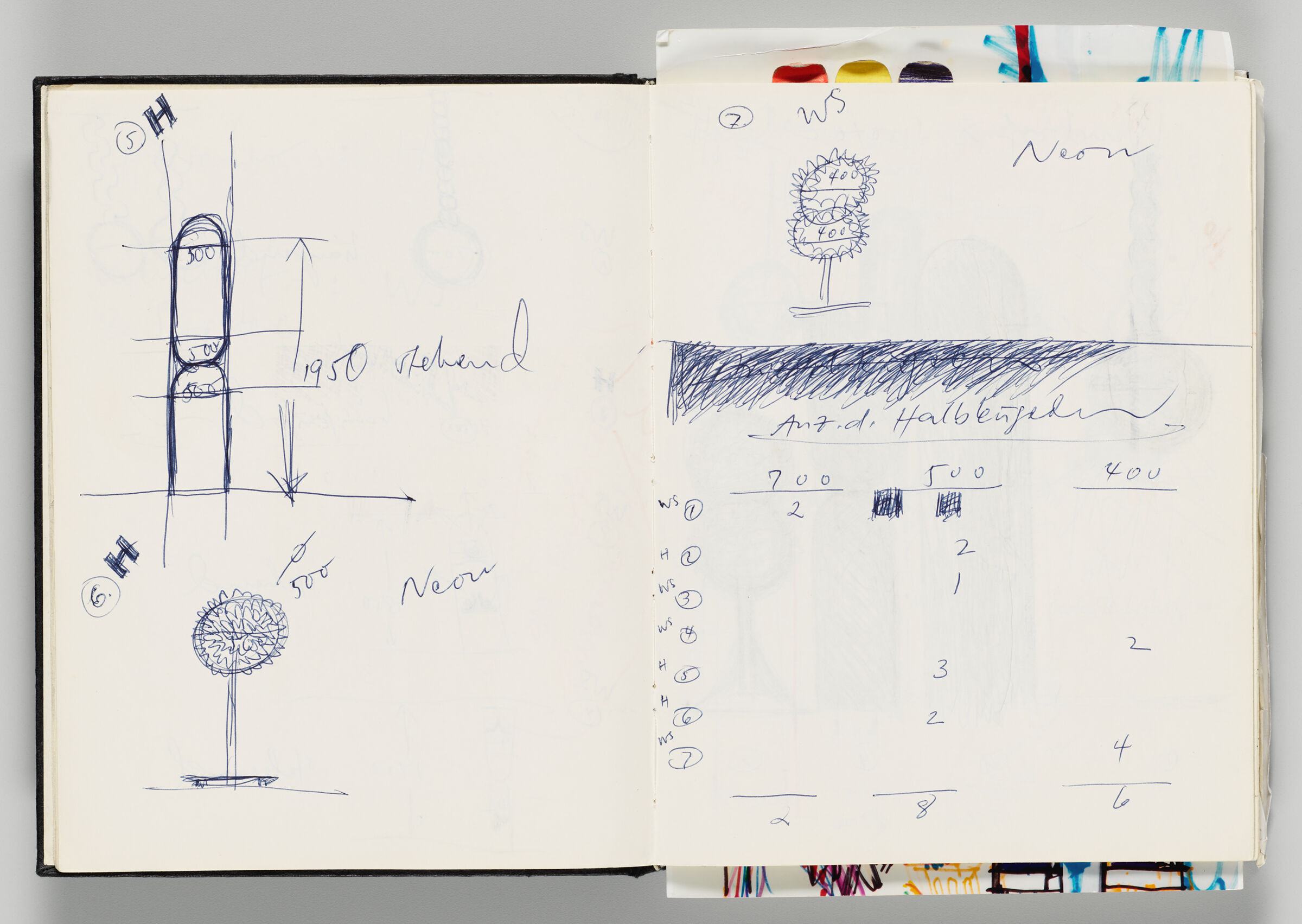 Untitled (Notes And Designs For Light Sculptures, Left Page); Untitled (Notes And Designs For Light Sculptures, Right Page)