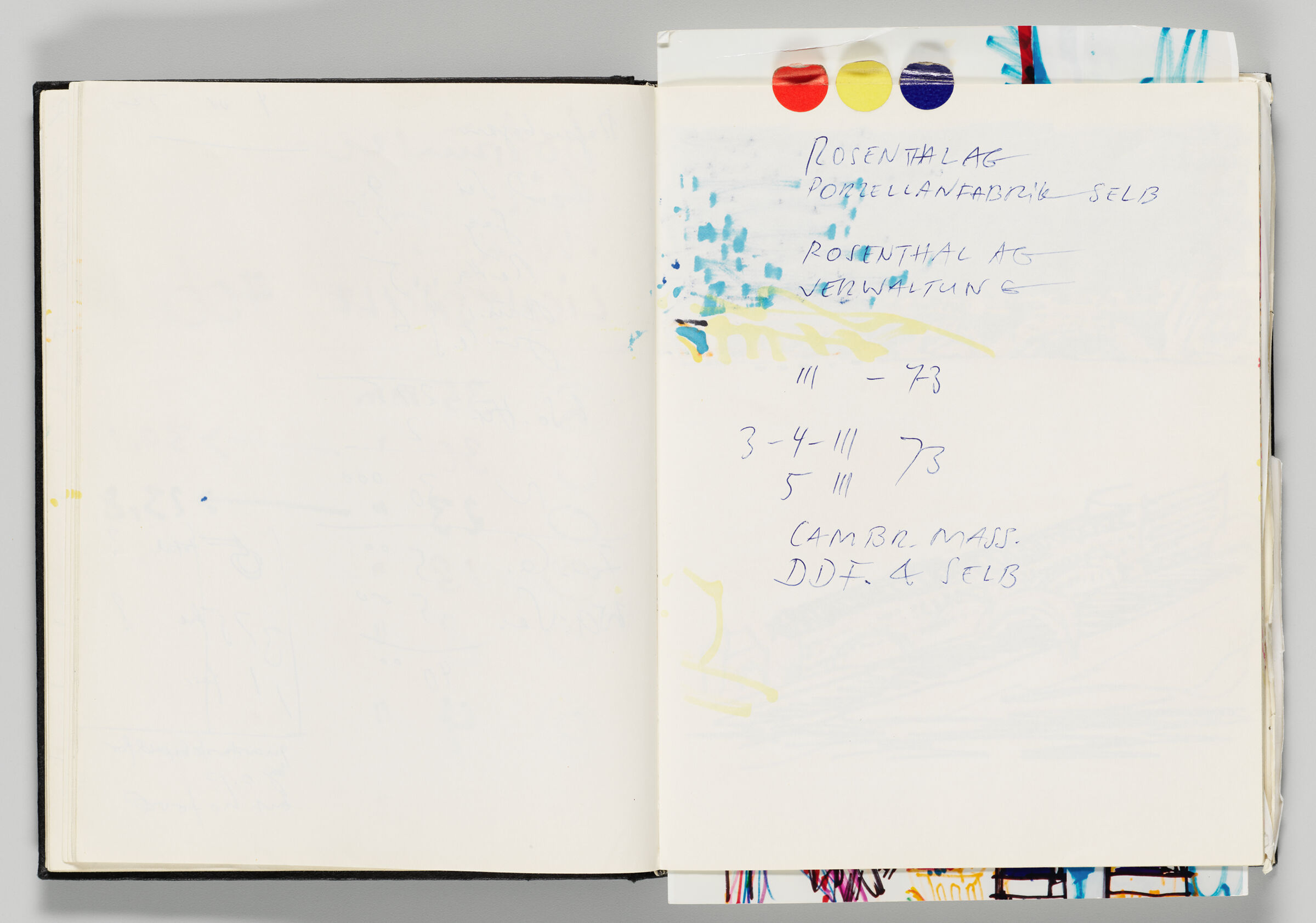 Untitled (Blank, Left Page); Untitled (Notes And Bleed-Through Of Following Page, Right Page)