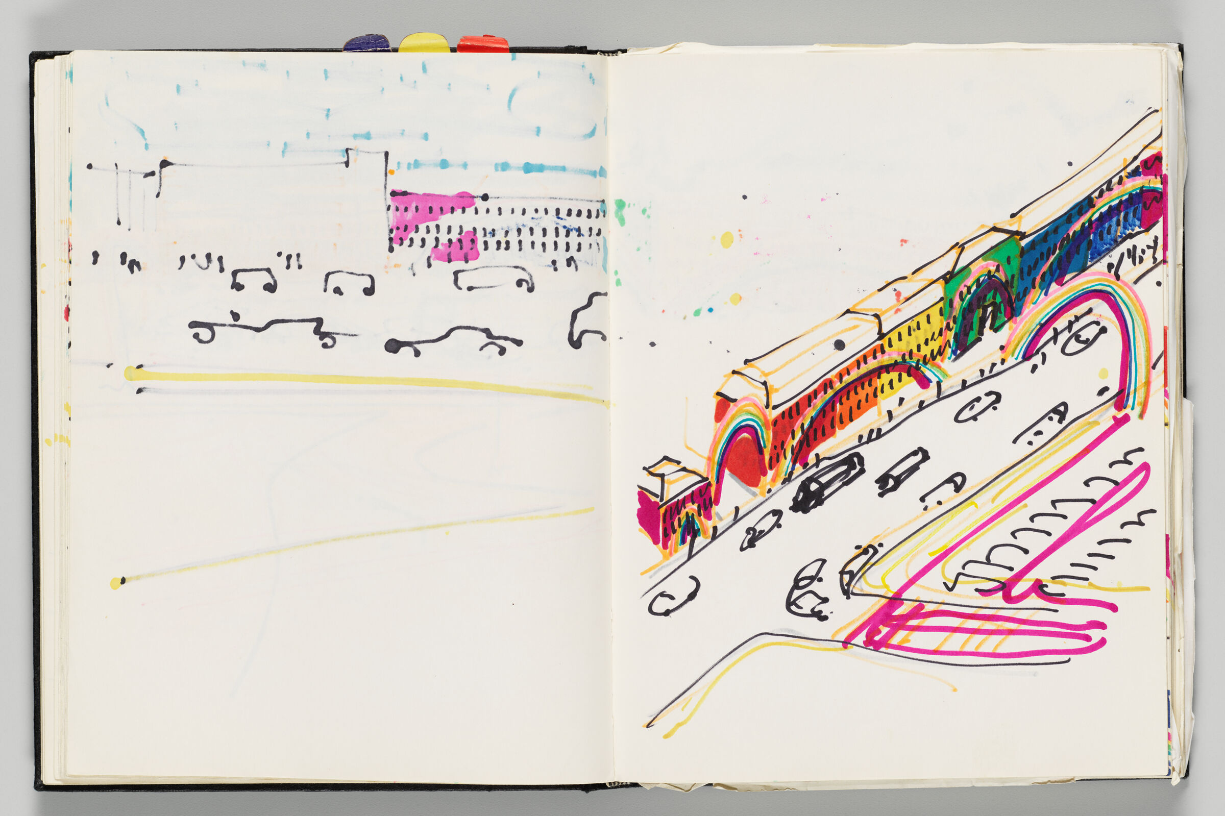 Untitled (Bleed-Through Of Previous Page, Left Page); Untitled (Rainbow Mural Design, Right Page)