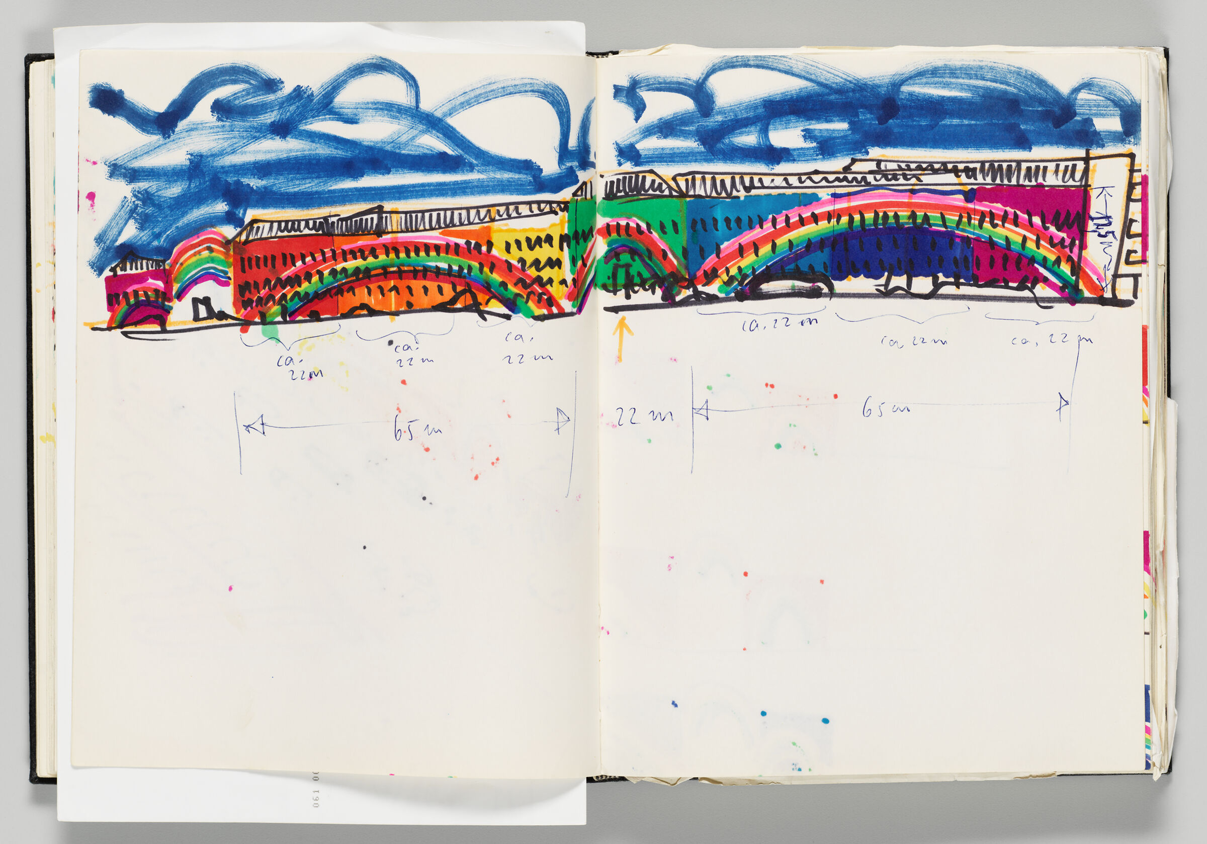 Untitled (Design For Rainbow Mural With Notes, Two-Page Spread)