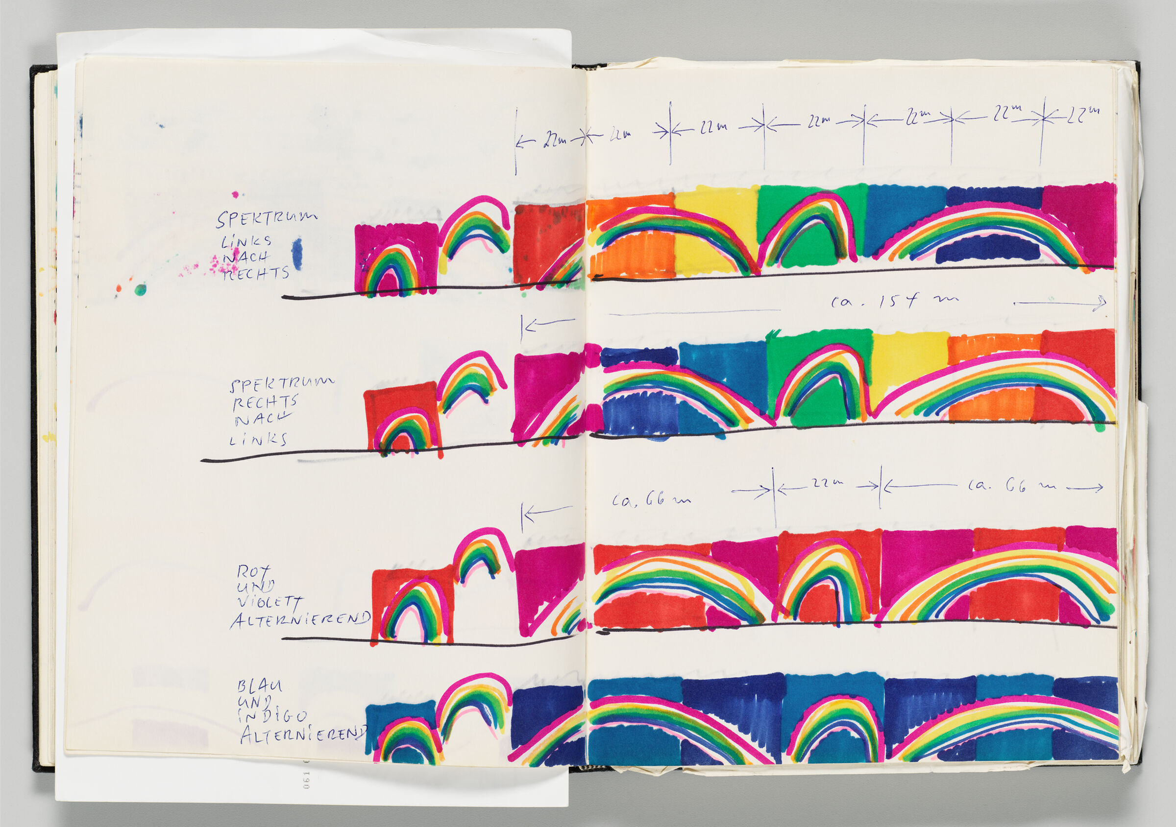 Untitled (Designs For Rainbow Mural With Notes, Two-Page Spread)