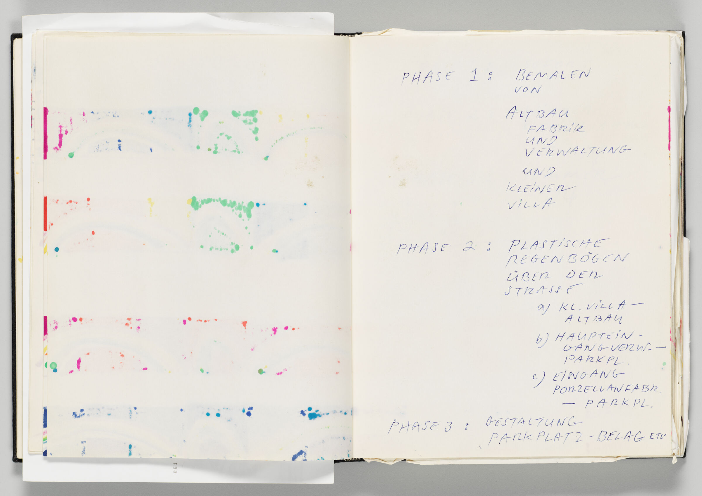 Untitled (Color Transfer, Left Page); Untitled (Notes, Right Page)