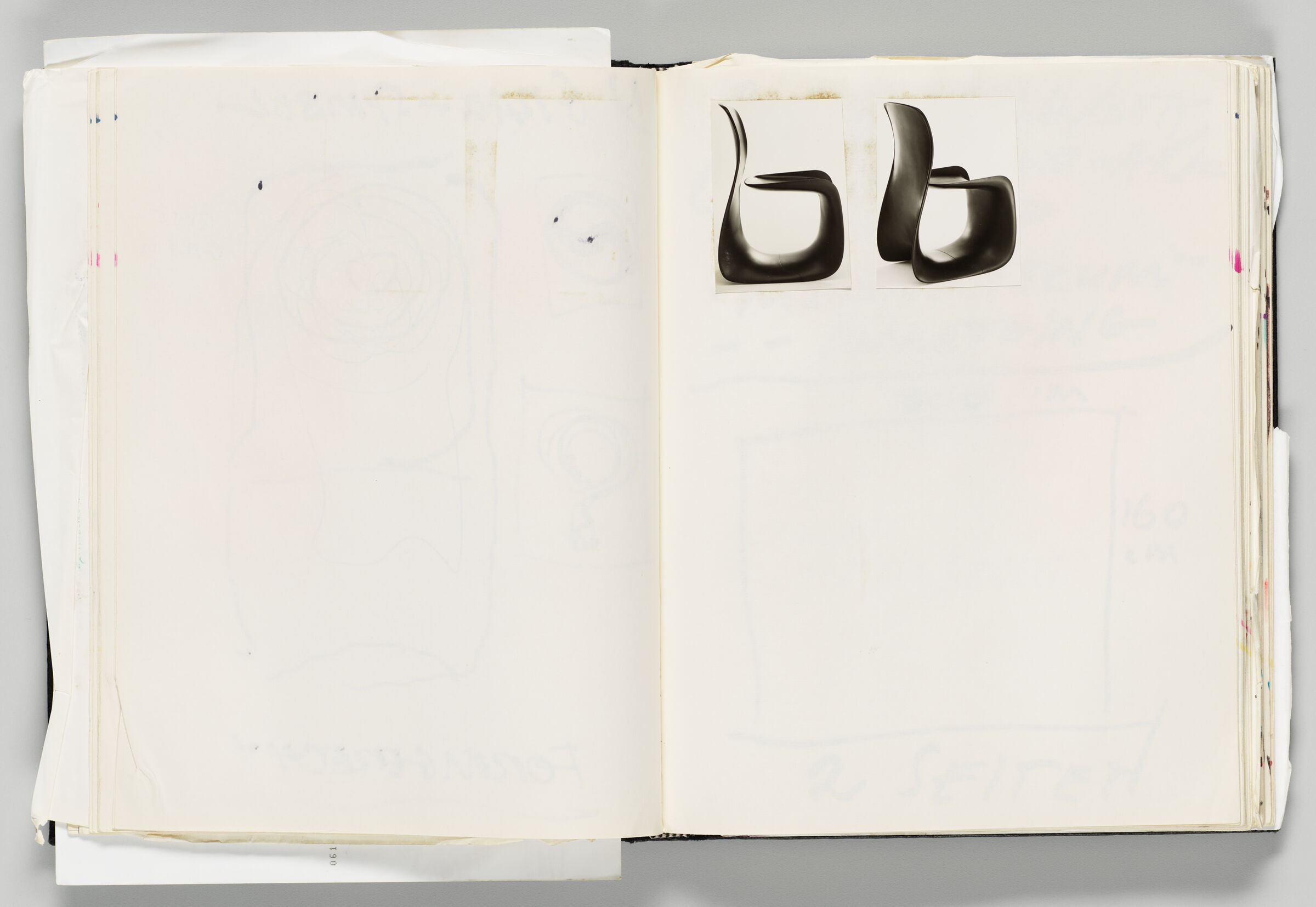 Untitled (Blank, Left Page); Untitled (Adhered Photographs Of Rosenthal Chairs, Right Page)