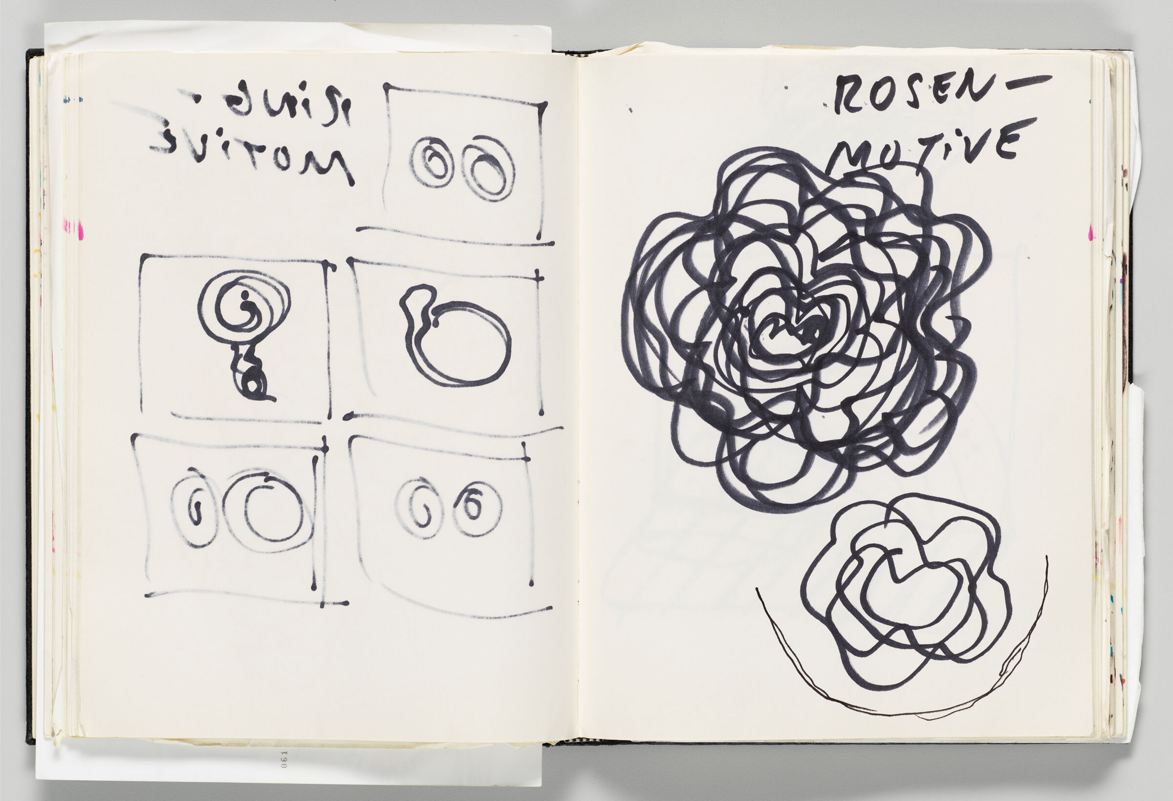 Untitled (Bleed-Through Of Previous Page, Left Page); Untitled (Rose Motif Designs, Right Page)