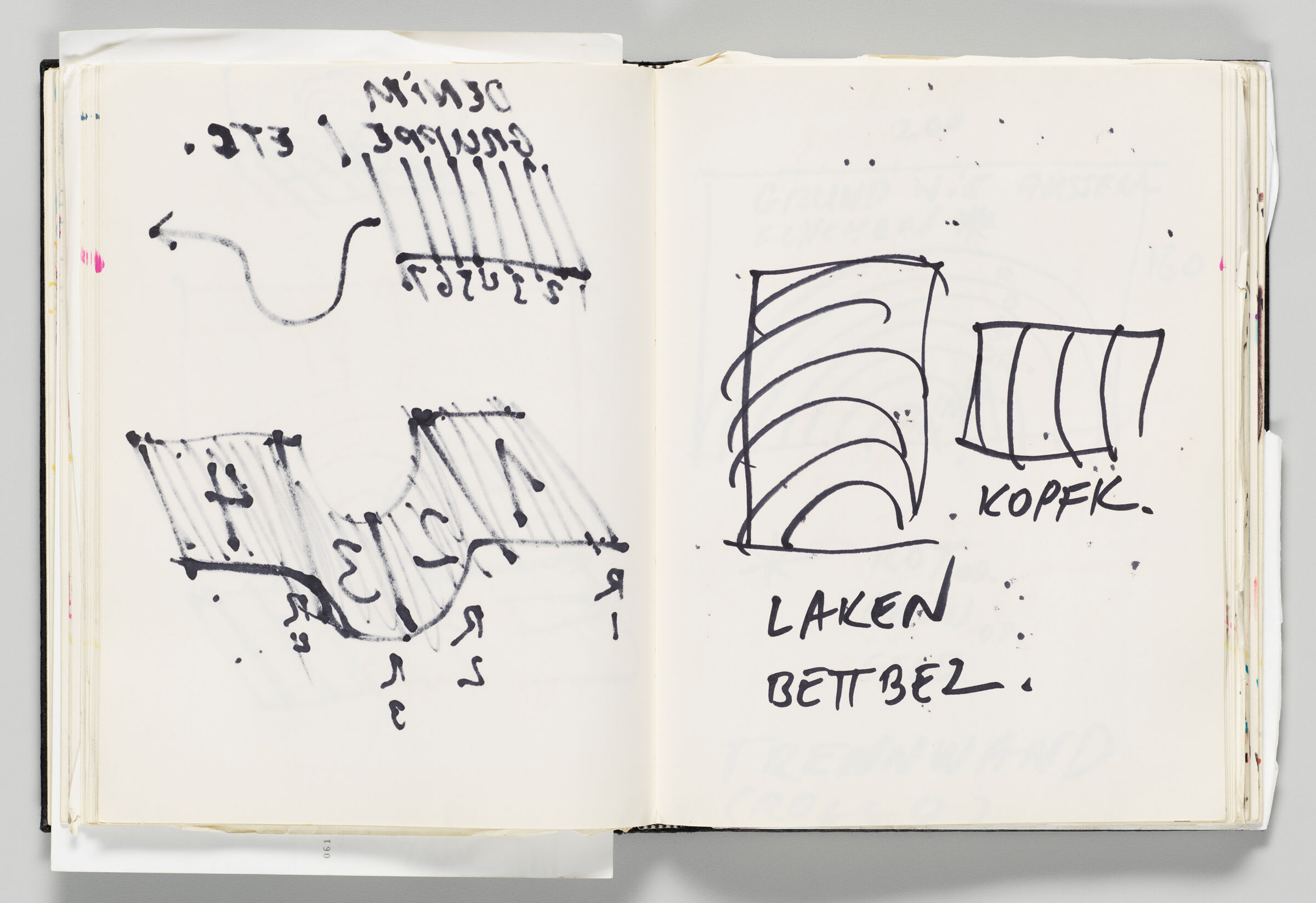 Untitled (Bleed-Through Of Previous Page, Left Page); Untitled (Designs, Right Page)