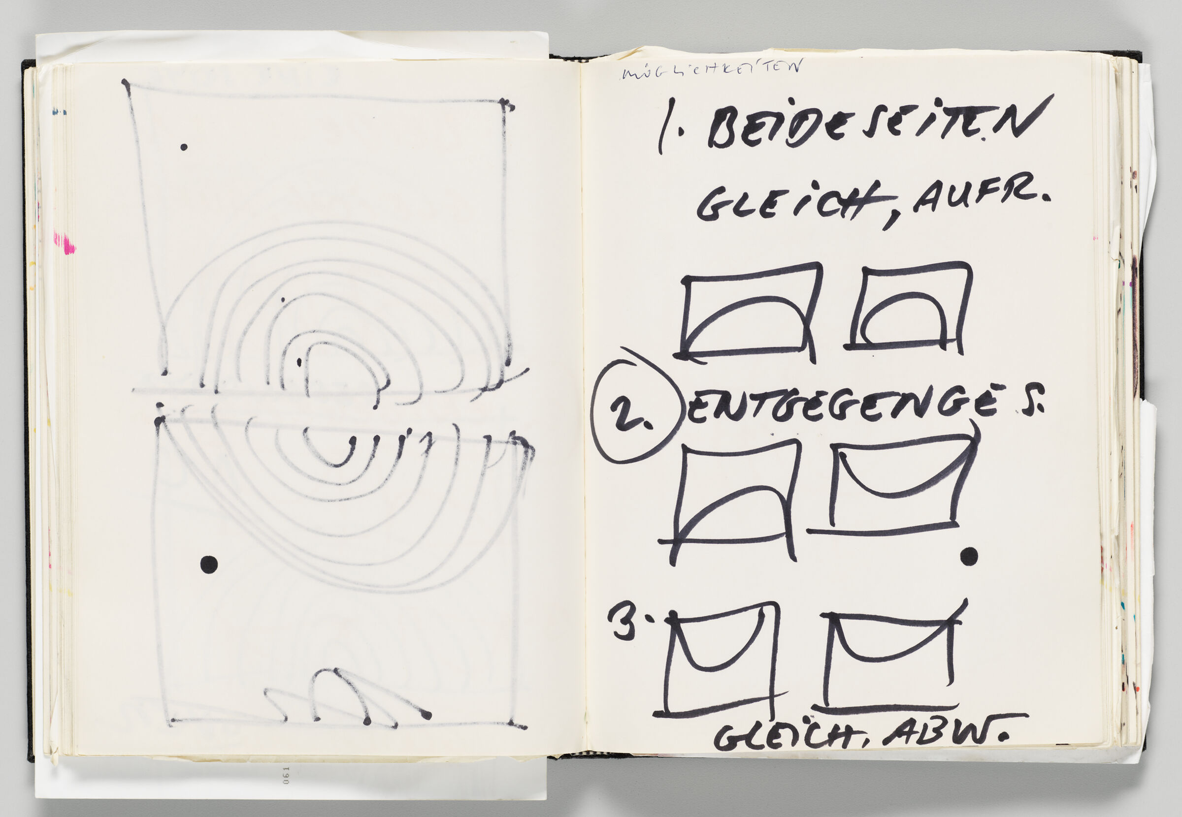 Untitled (Bleed-Through Of Previous Page, Left Page); Untitled (Notes And Designs, Right Page)
