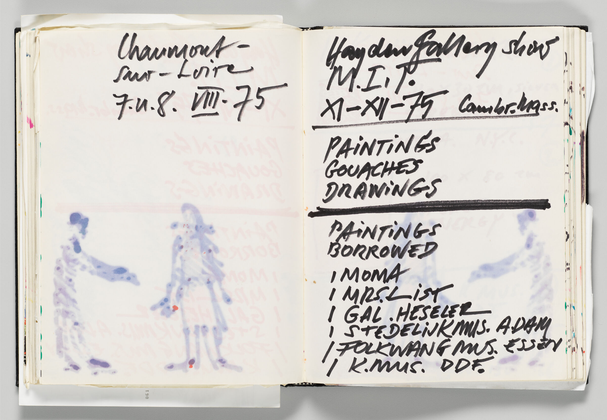 Untitled (Note And Color Transfer, Left Page); Untitled (Notes And Color Transfer, Right Page)