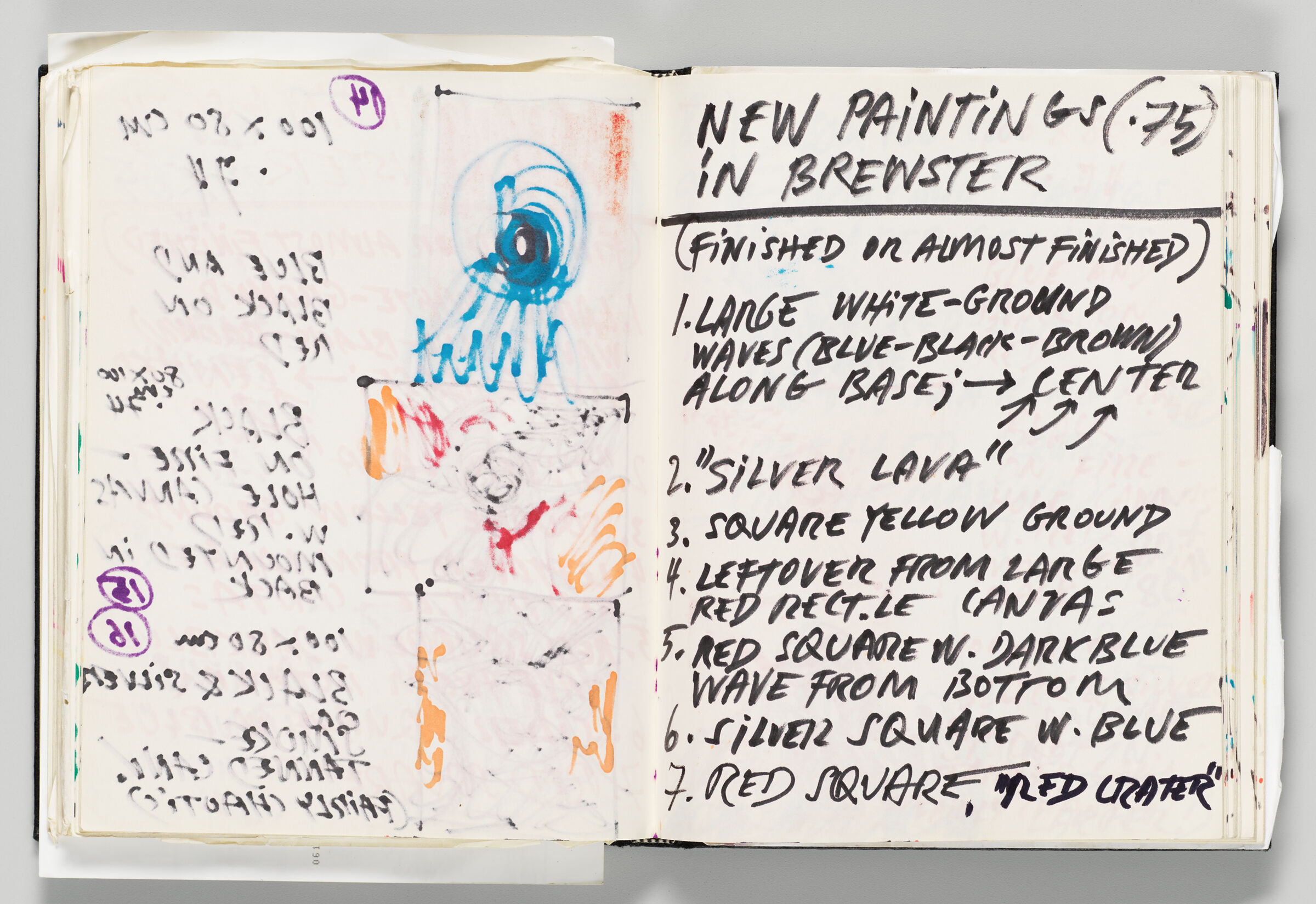 Untitled (Bleed-Through Of Previous Page And Color Transfer, Left Page); Untitled (Sketches And Notes On 