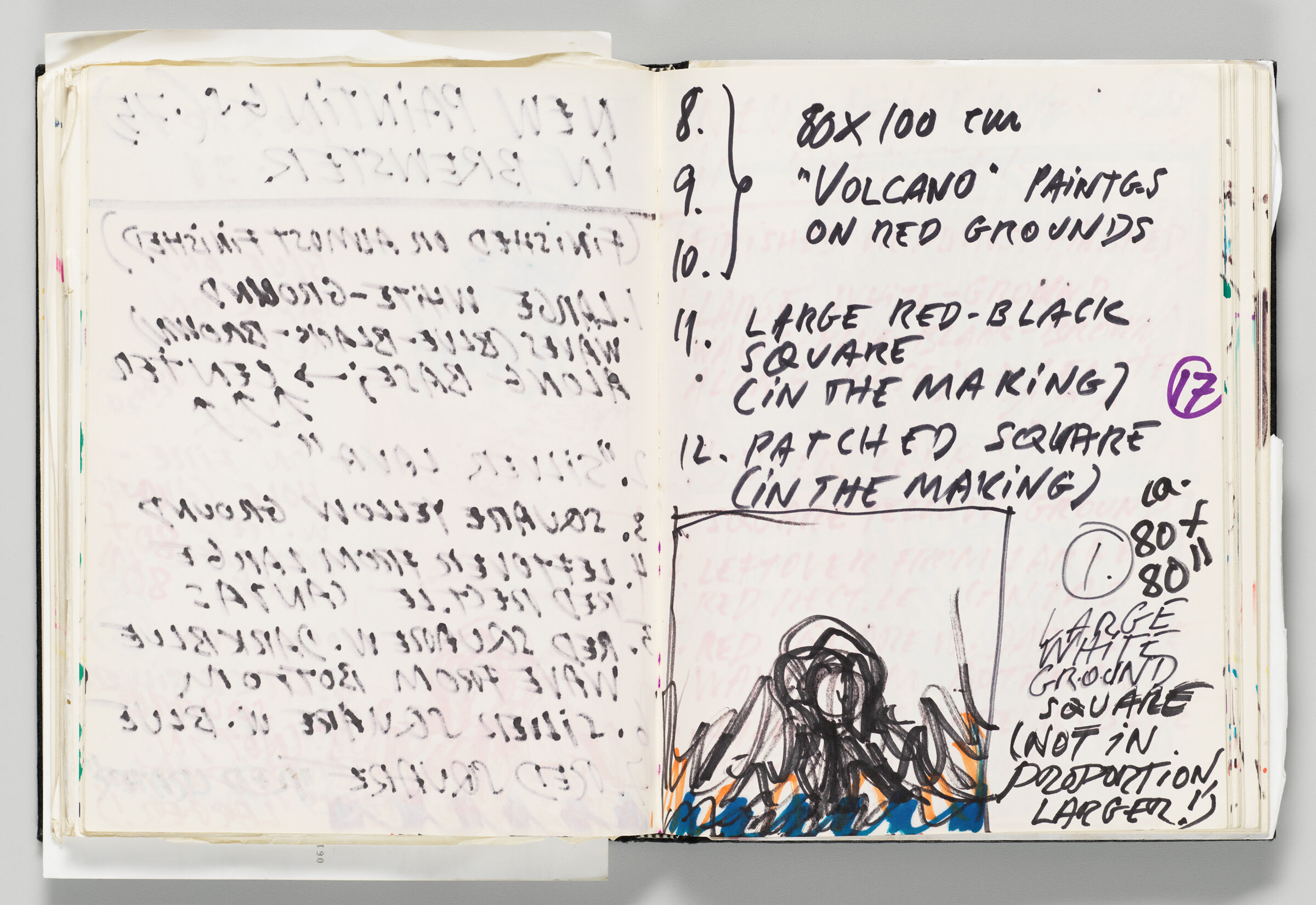 Untitled (Bleed-Through Of Previous Page And Color Transfer, Left Page); Untitled (Sketches And Notes On 