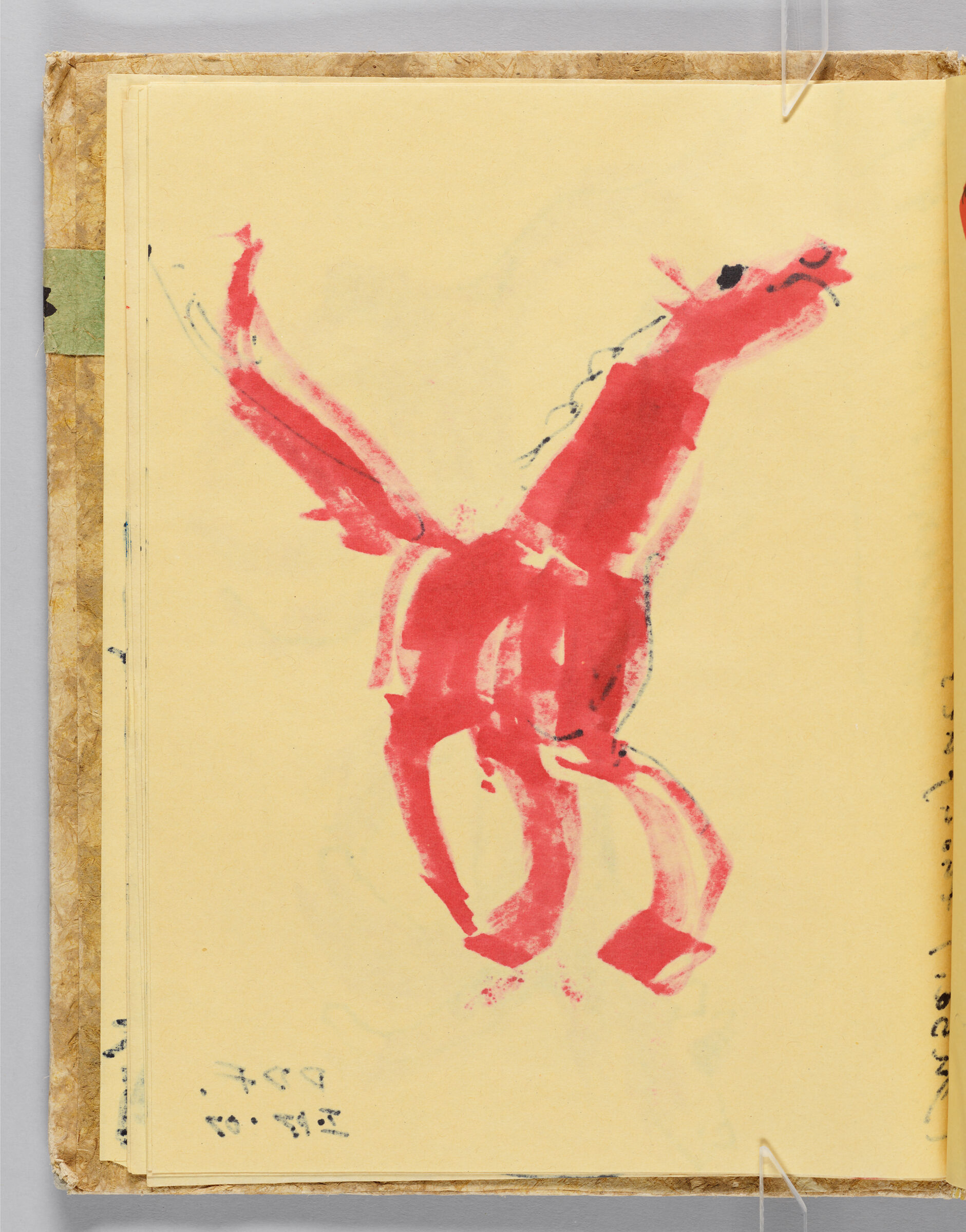 Untitled (Bleed-Through Of Previous Page With Text, Left Page); Untitled (Red Horse, Right Page)