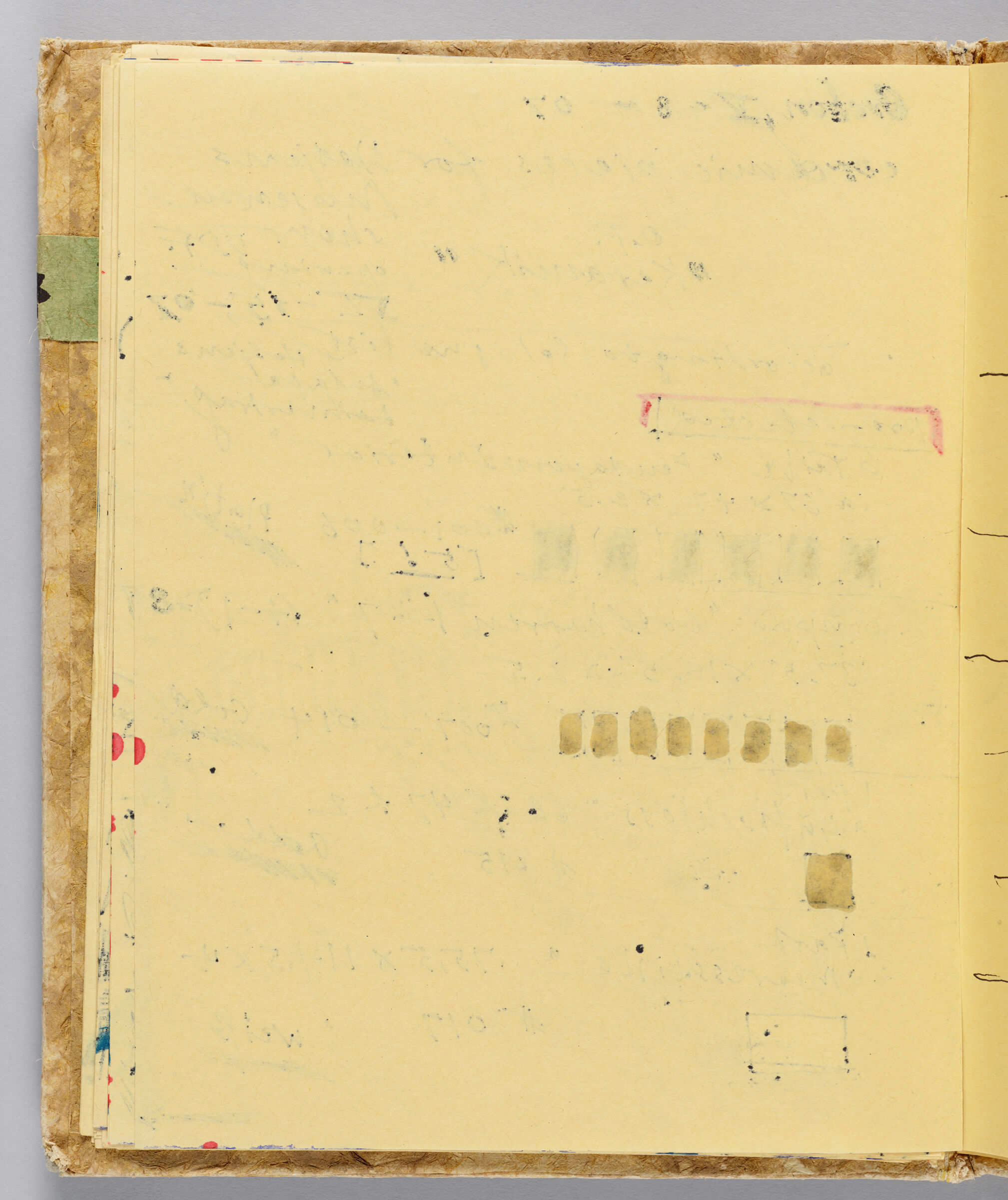 Untitled (Bleed-Through Of Previous Page, Left Page); Untitled (Notes And Measurements For Exhibition Of Ceramic Works, Right Page)