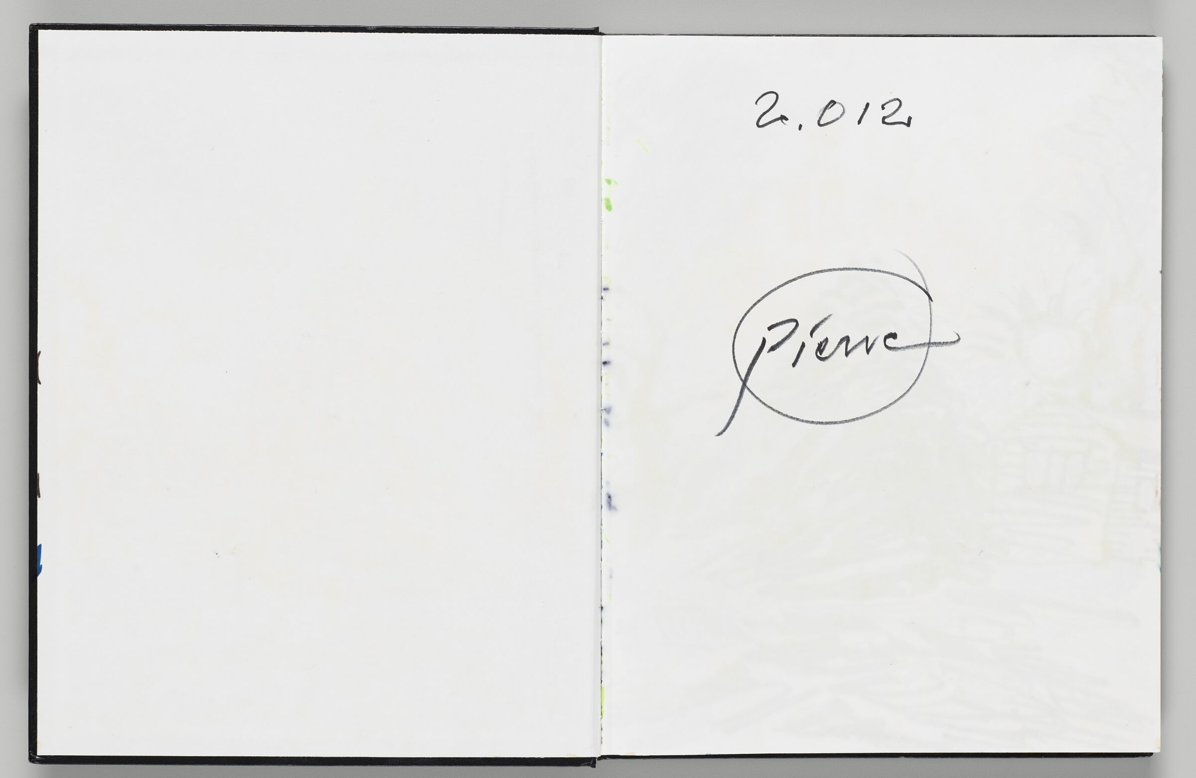 Untitled (Front Endpaper, Left Page); Untitled (Signature And Bleed-Through Of Following Page, Right Page)