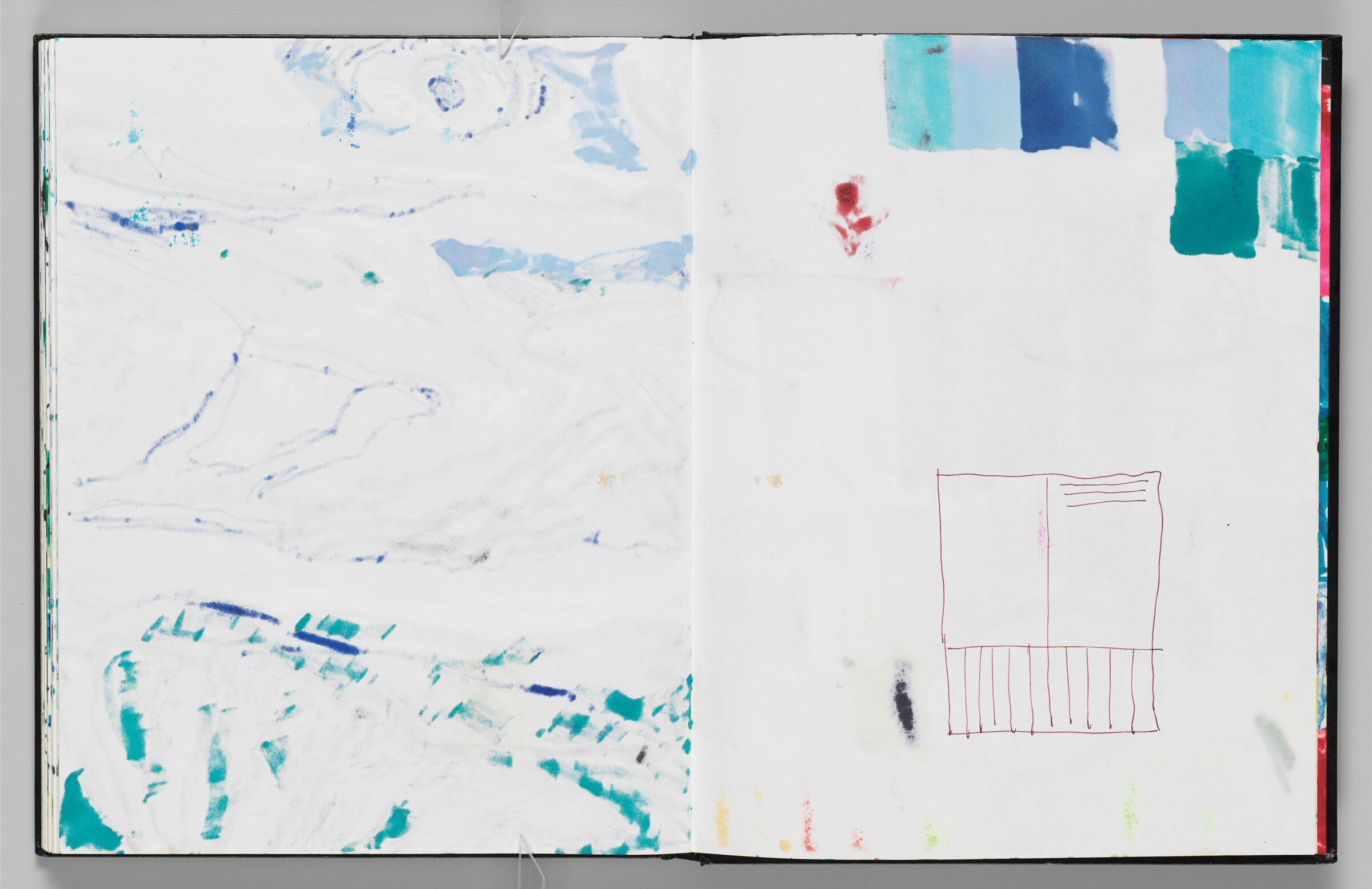 Untitled (Bleed-Through Of Previous Page, Left Page); Untitled (Bleed-Through Of Following Page With Line Sketch, Right Page)