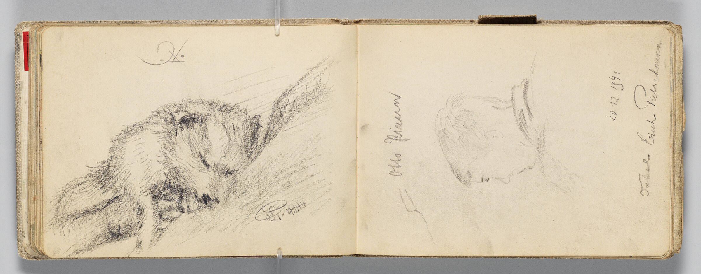 Untitled (Animal Sleeping, Left Page); Untitled (Portrait Of Artist's Uncle, Right Page)