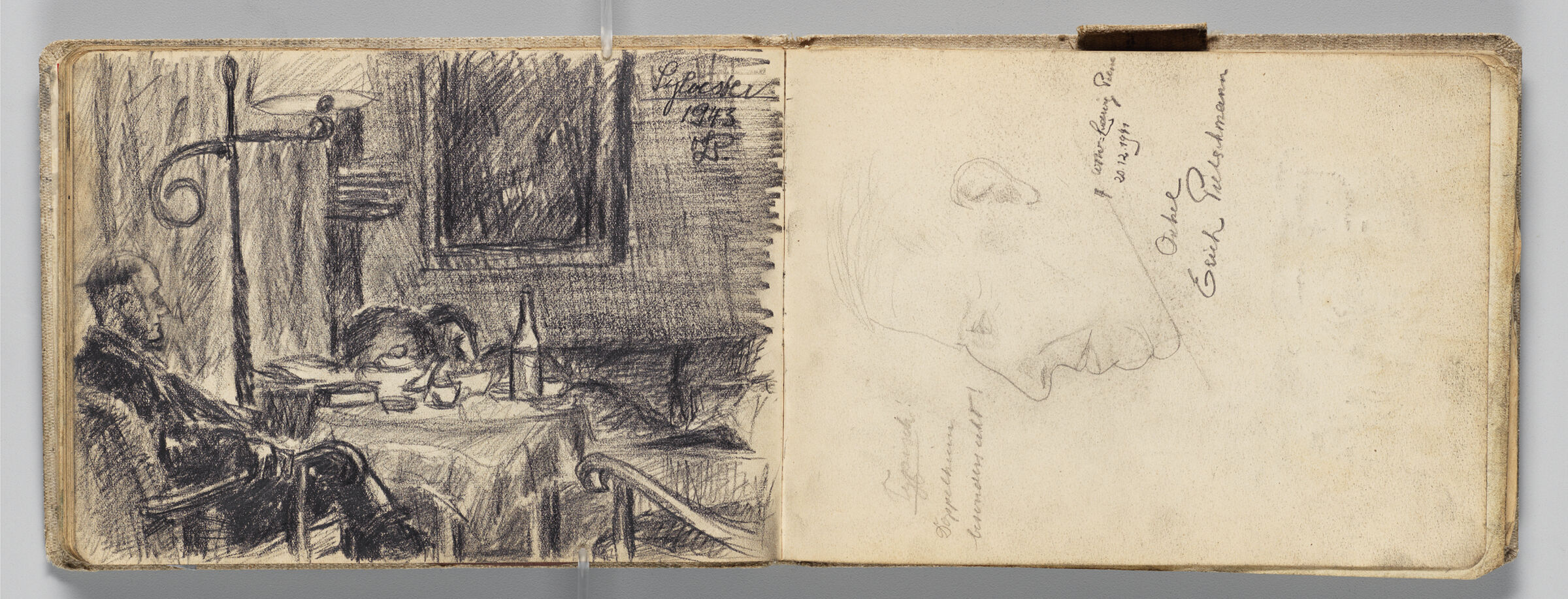 Untitled (Man In Domestic Interior, Left Page); Untitled (Profile Portrait Of Artist's Uncle [Erich Pietschmann], Right Page)